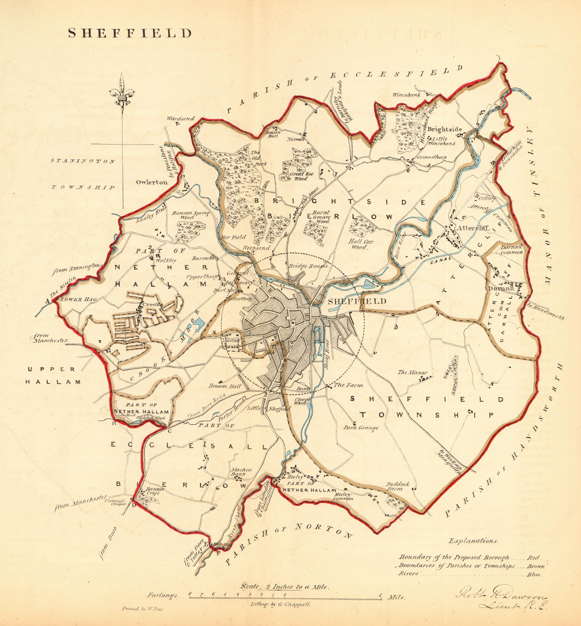Associate Product SHEFFIELD borough/town plan REFORM ACT Hallam Darnall Yorkshire. DAWSON 1832 map