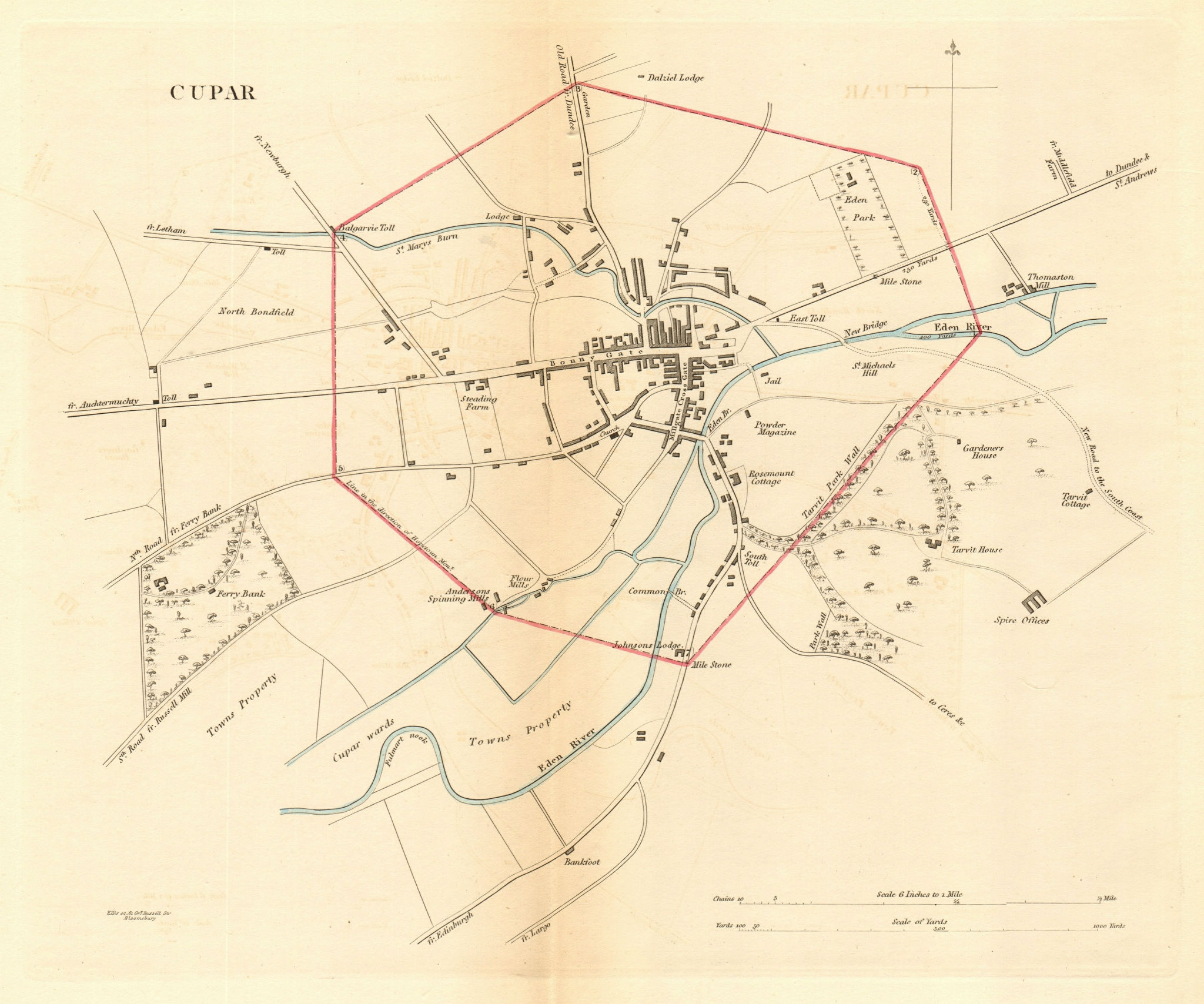 CUPAR borough/town plan for the REFORM ACT. Scotland 1832 old antique map