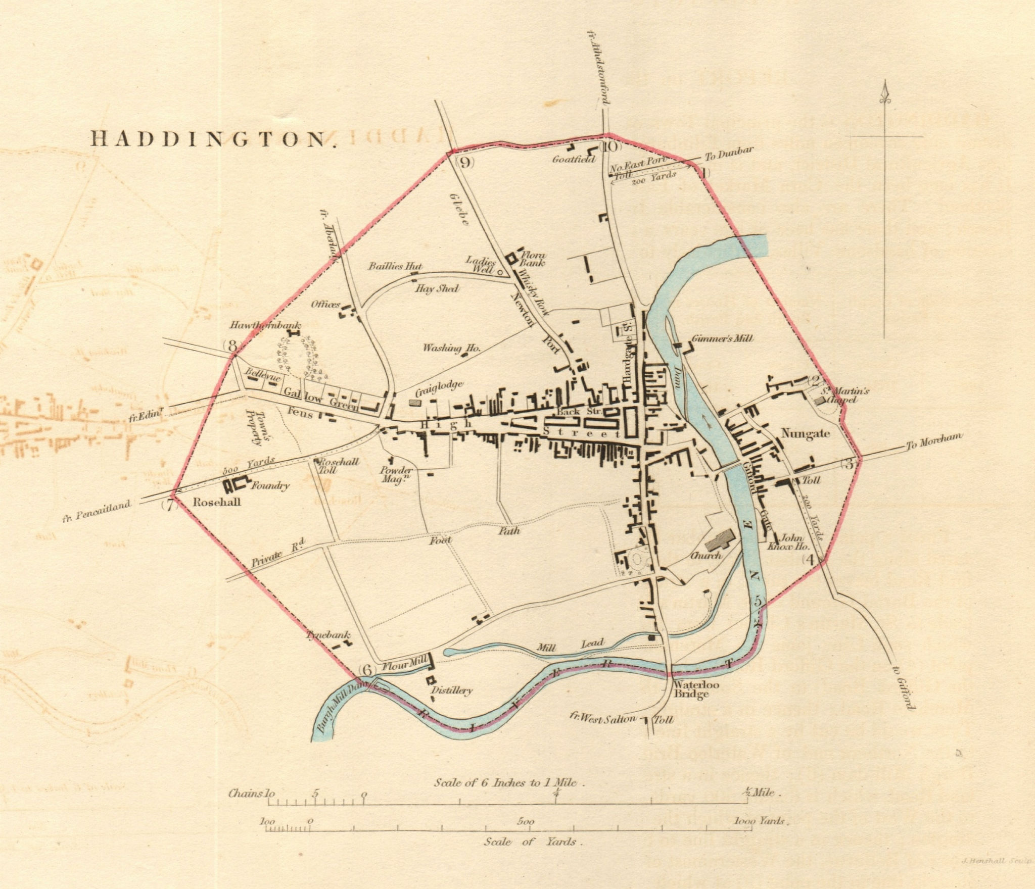 HADDINGTON borough/town plan for the REFORM ACT. Nungate. Scotland 1832 map