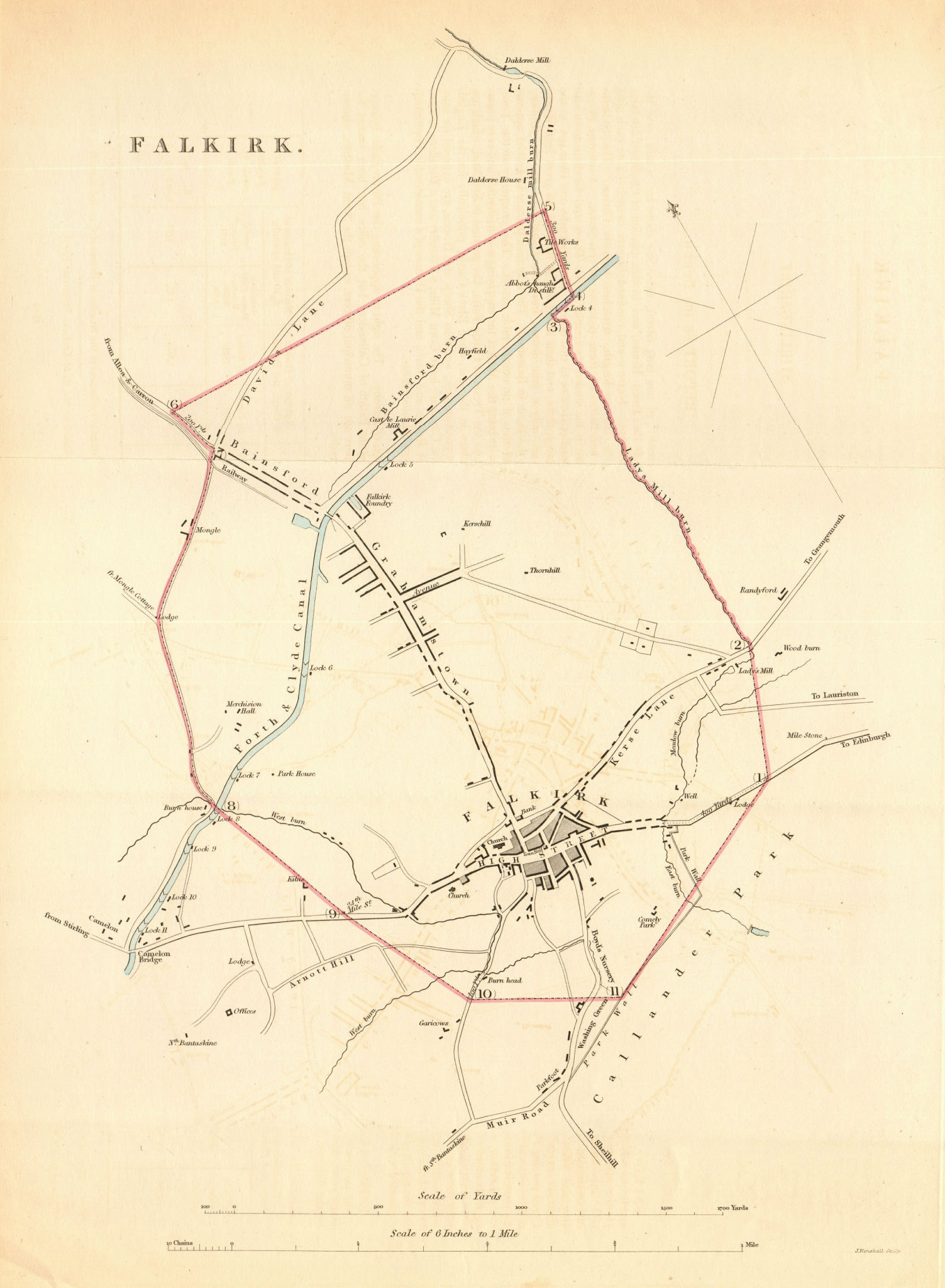 Associate Product FALKIRK borough/town plan. REFORM ACT. Bainsford Grahamstown. Scotland 1832 map