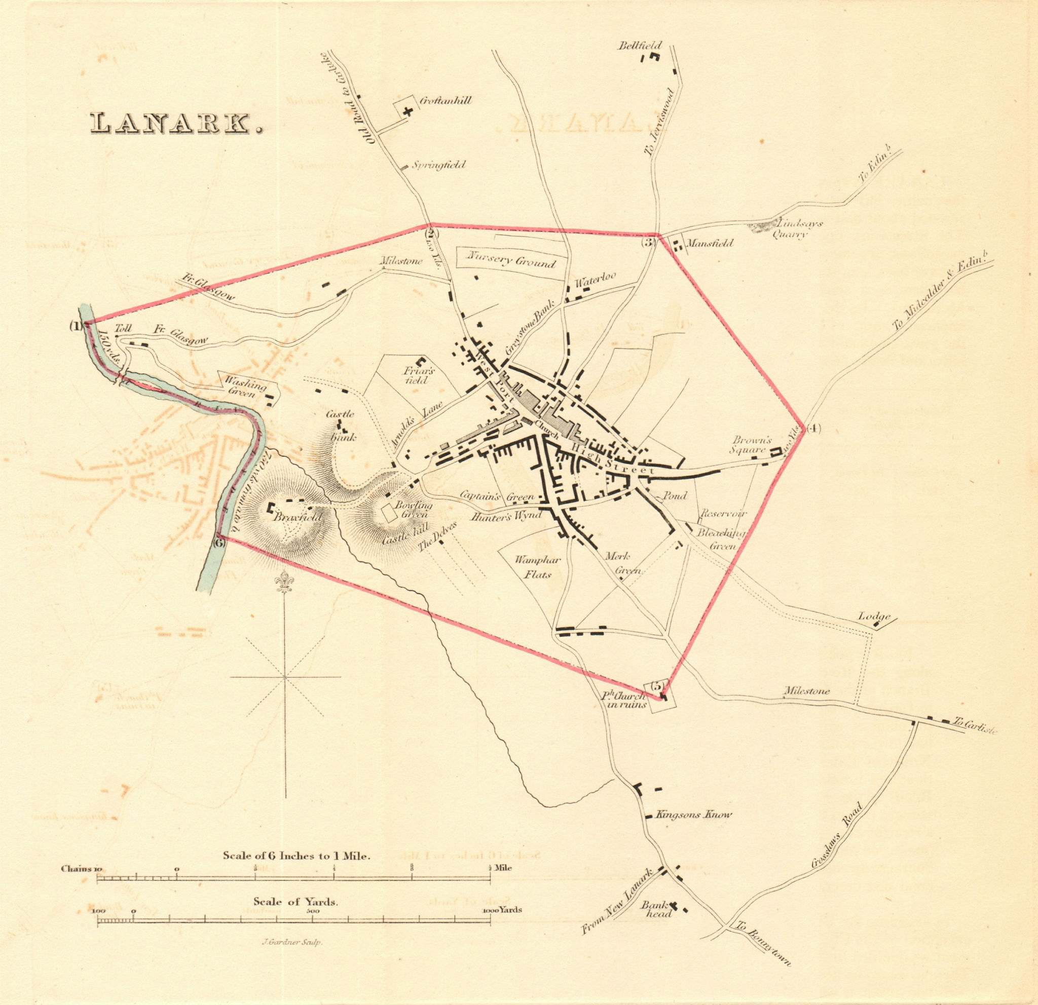Associate Product LANARK borough/town plan for the REFORM ACT. Scotland 1832 old antique map
