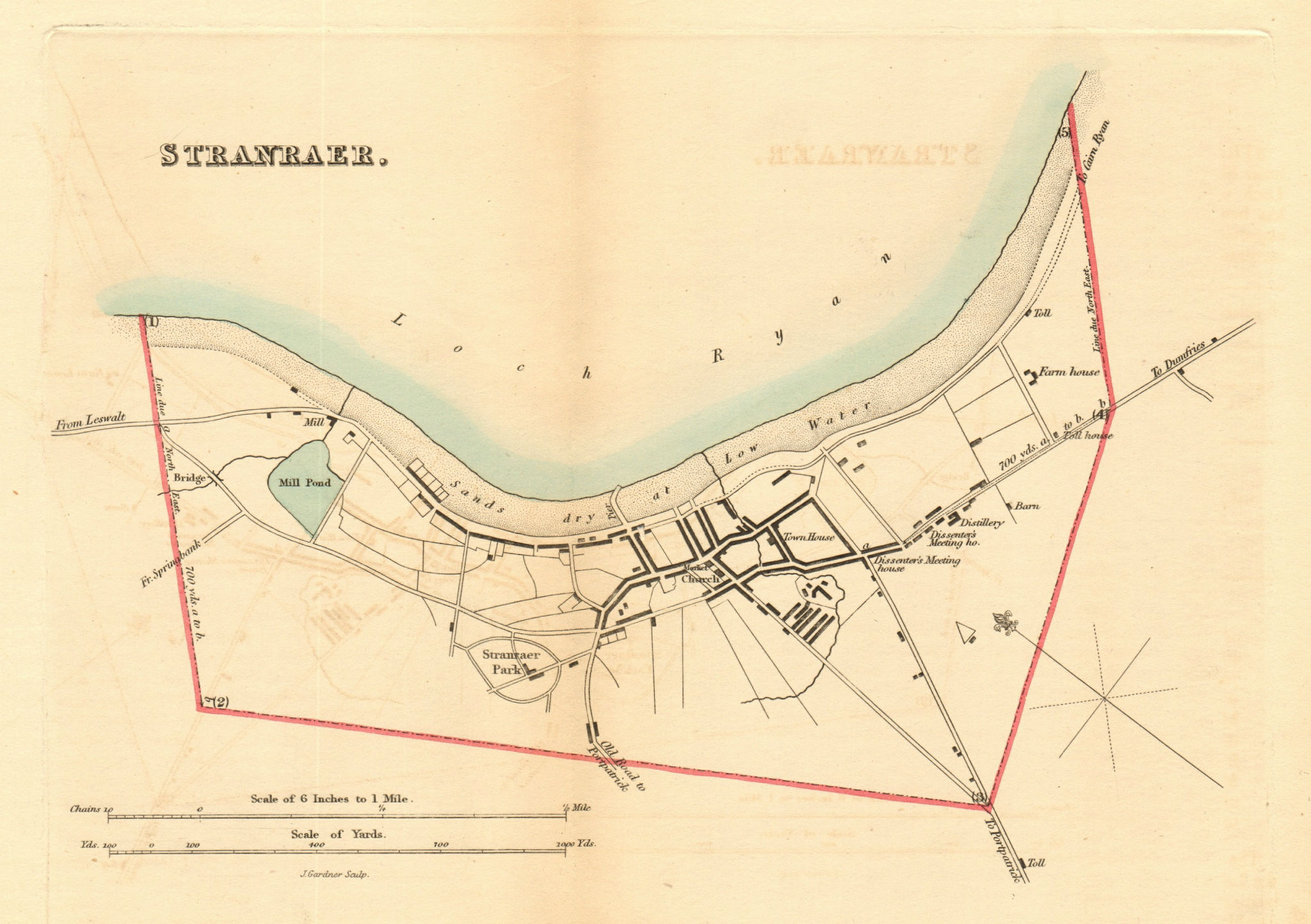 STRANRAER borough/town plan for the REFORM ACT. Scotland 1832 old antique map