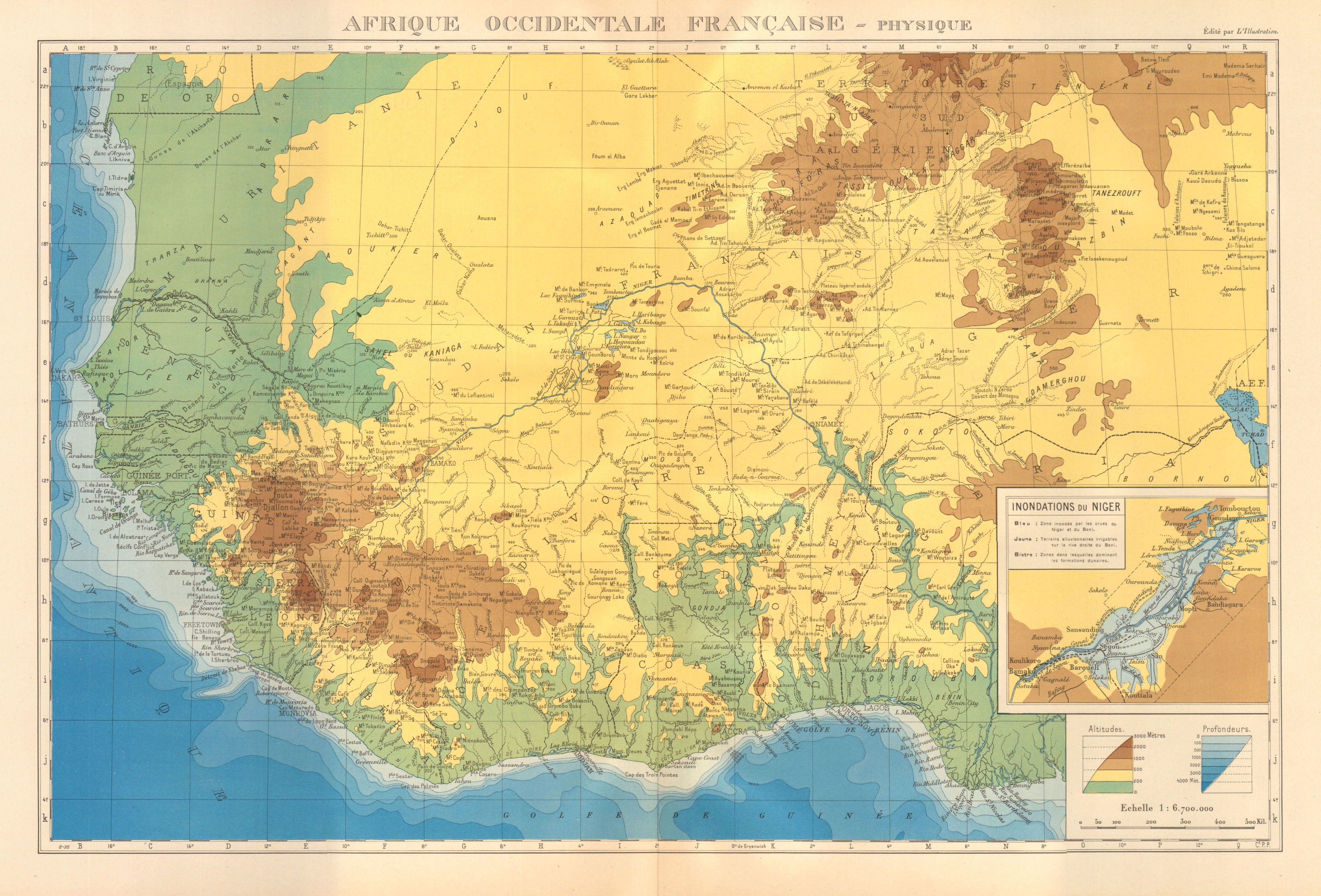 Associate Product FRENCH WEST AFRICA. Afrique Occidentale Française. Plan of Niger floods 1938 map