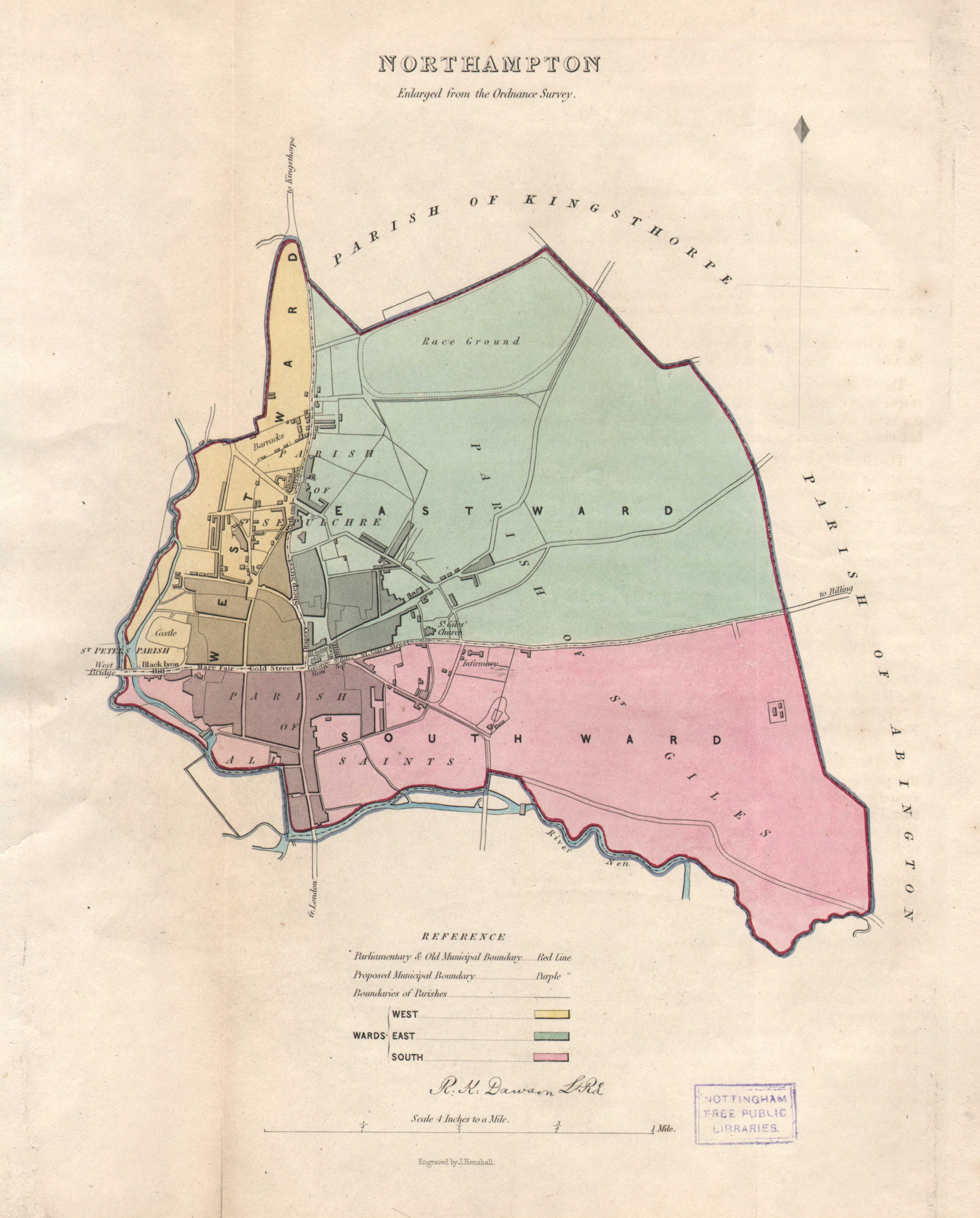 Associate Product NORTHAMPTON borough/town plan & Wards. BOUNDARY REVIEW. DAWSON 1837 old map