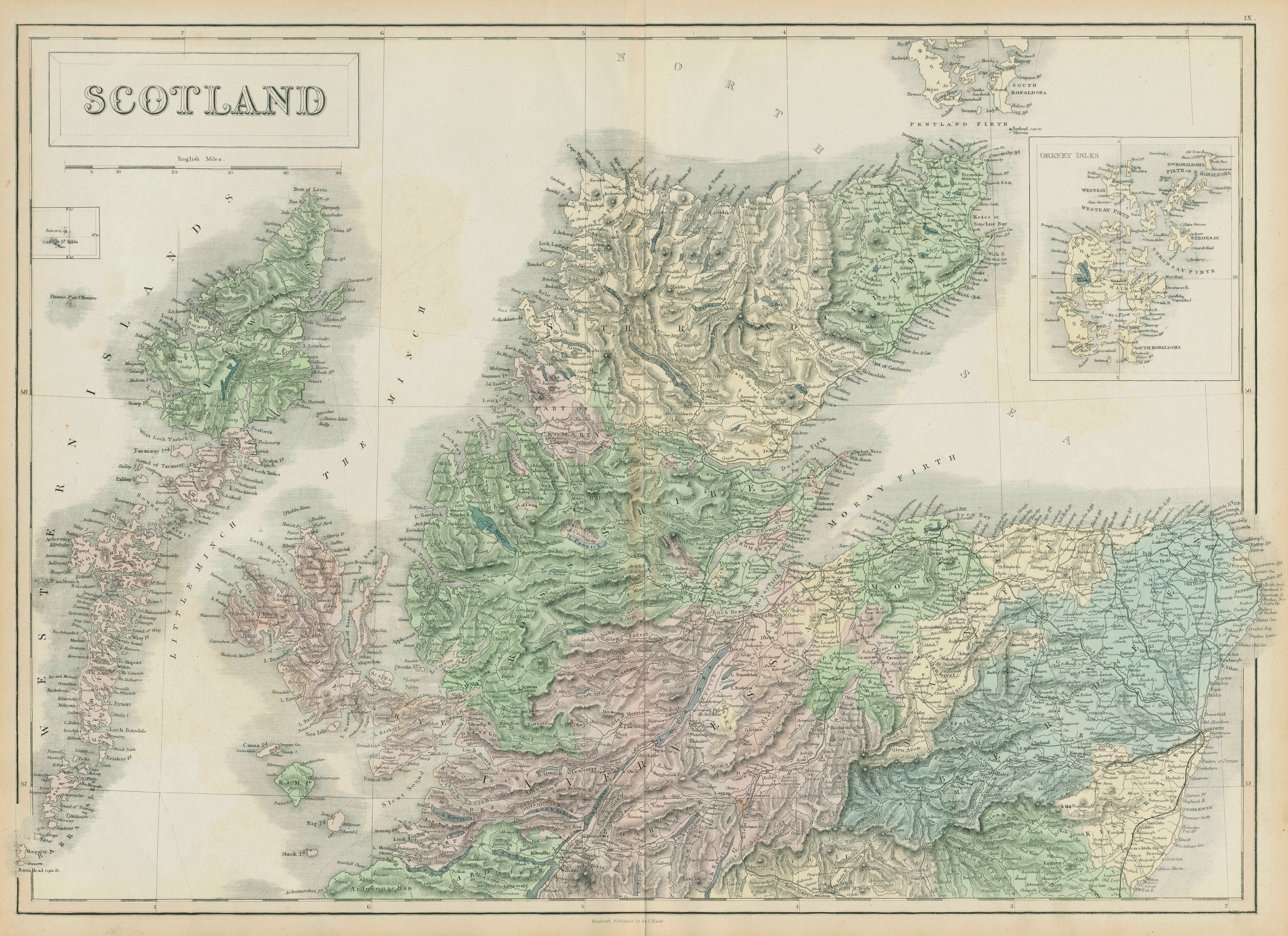 Associate Product Scotland. North sheet. Highlands and Islands. SIDNEY HALL 1856 old antique map