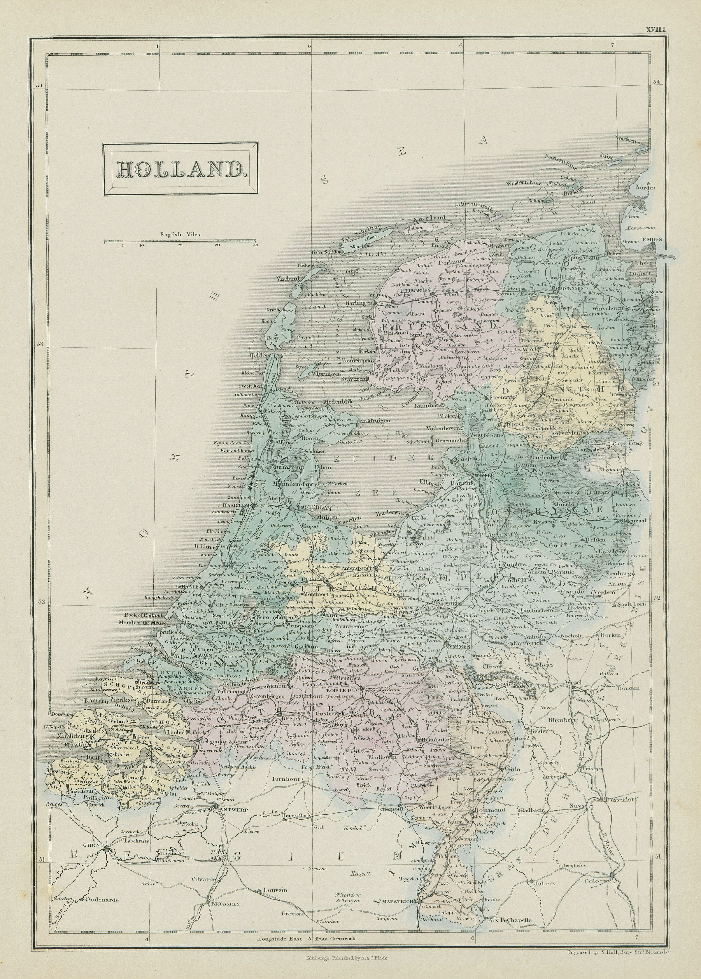 Associate Product "Holland". Netherlands. Railways. SIDNEY HALL 1856 old antique map plan chart