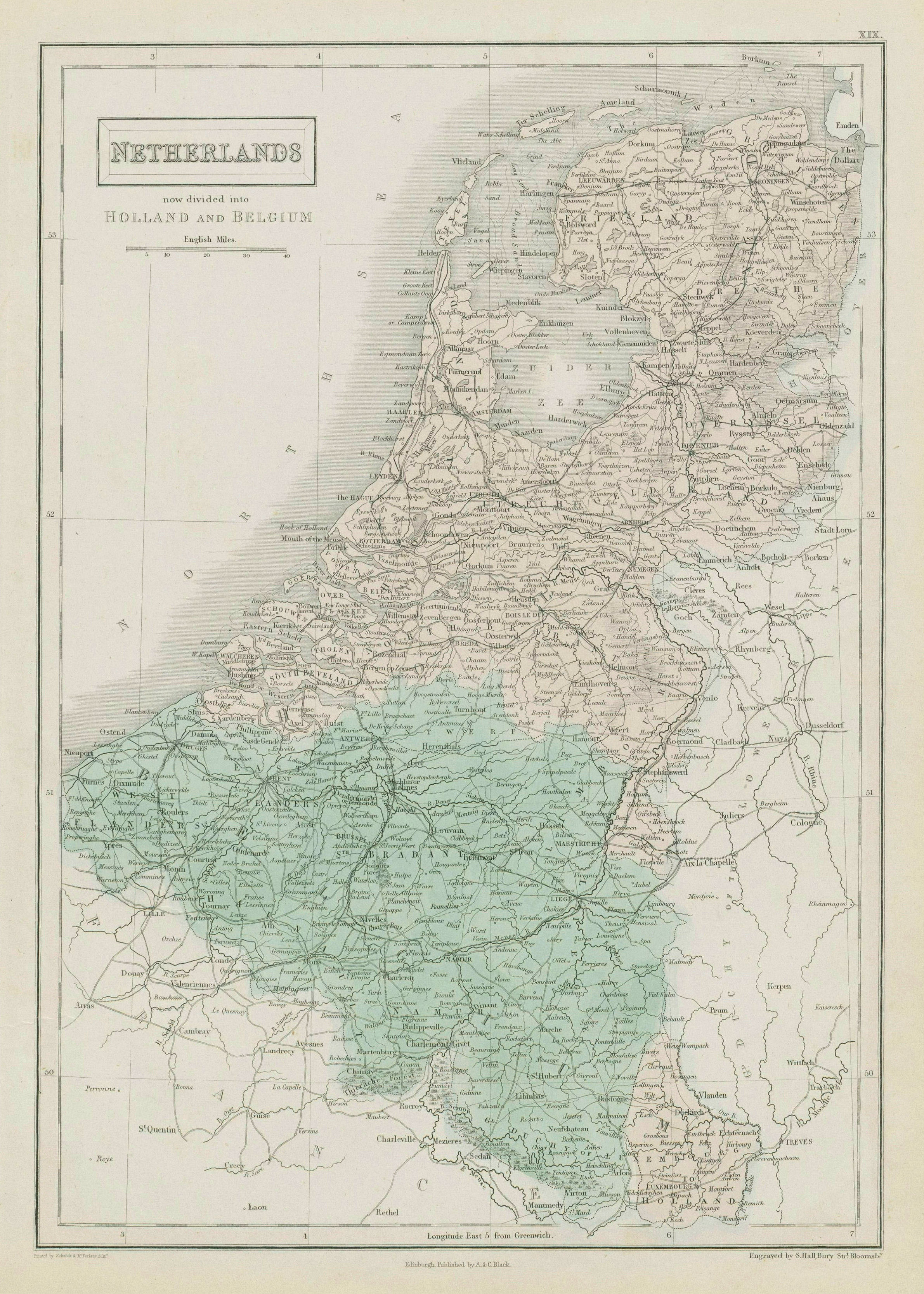 Associate Product "Netherlands, now divided into Holland & Belgium". Benelux. SIDNEY HALL 1856 map