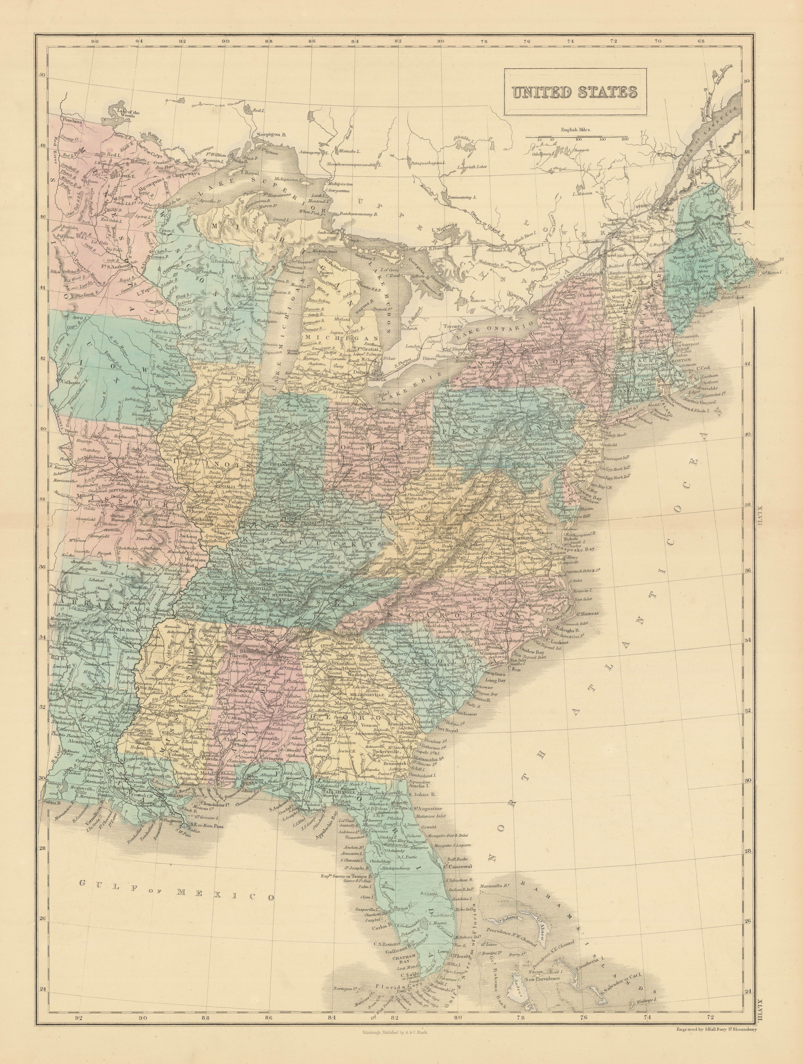 Associate Product United States. Eastern USA. 31 states. Minnesota Territory. SIDNEY HALL 1856 map