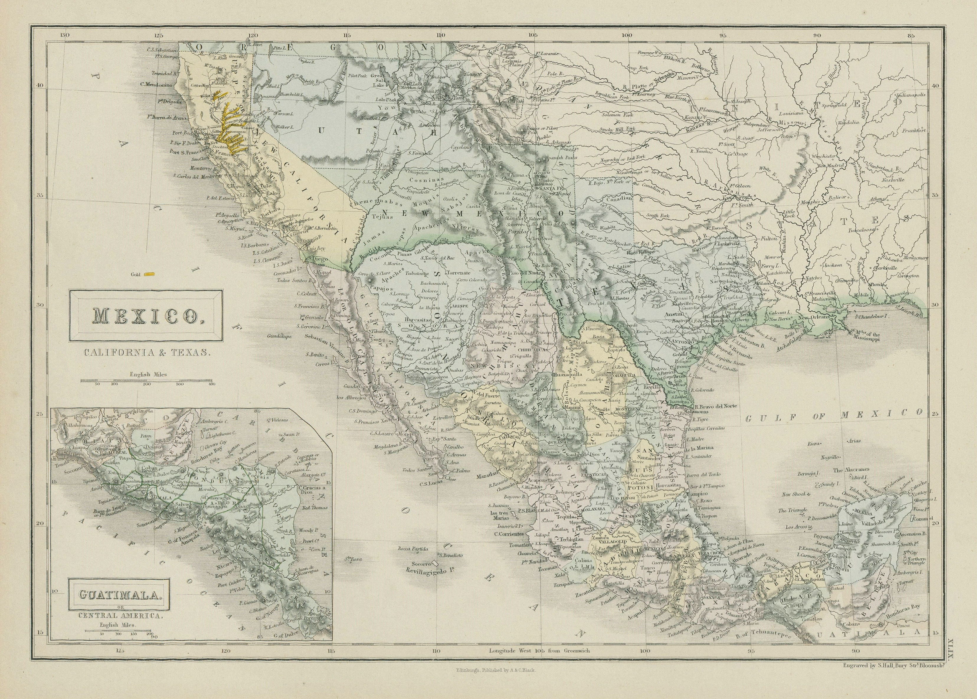 Associate Product Mexico, California & Texas. CA Gold rush districts. Utah & NM Territory 1856 map