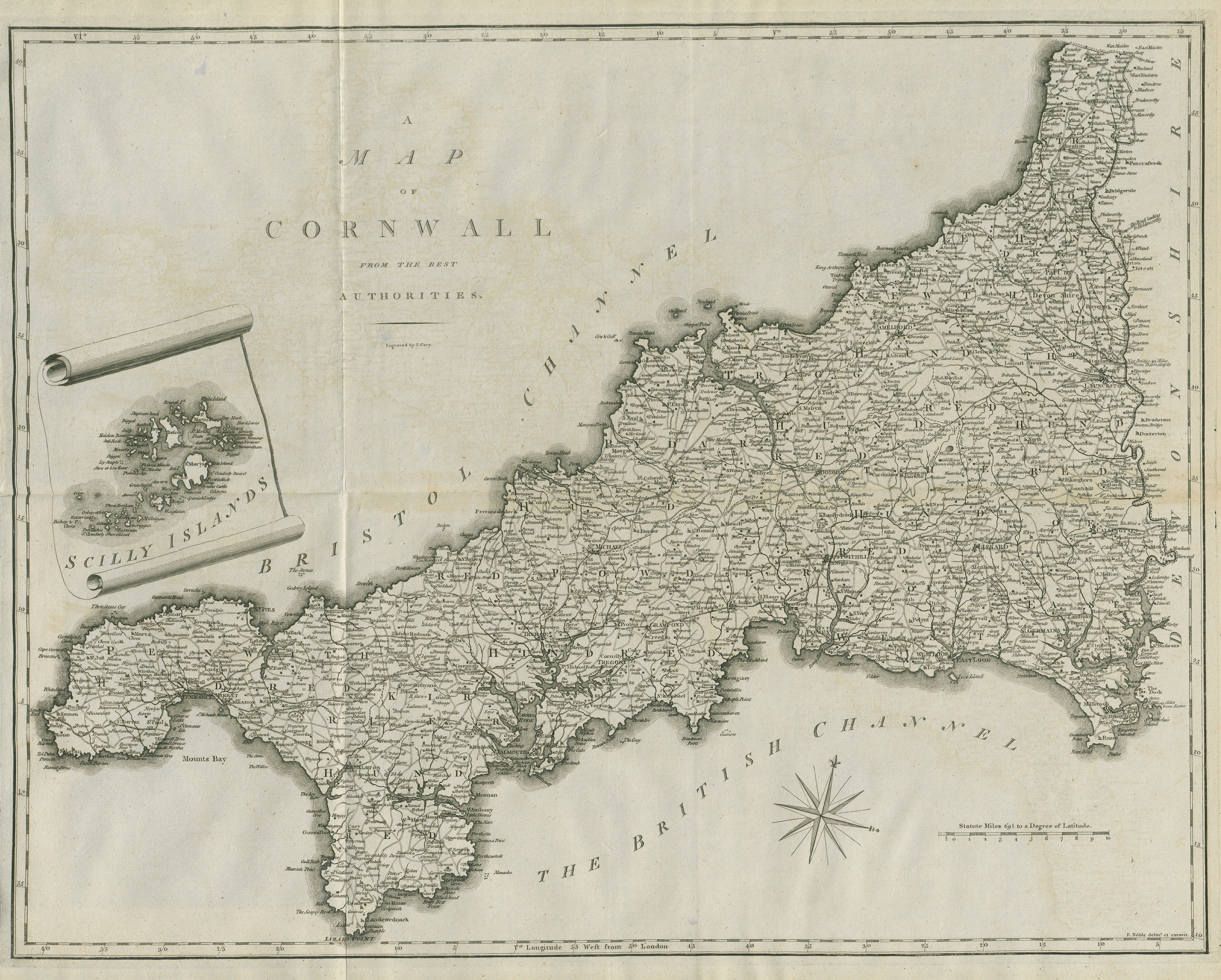 "A map of Cornwall from the best authorities". County map. CARY 1789 old