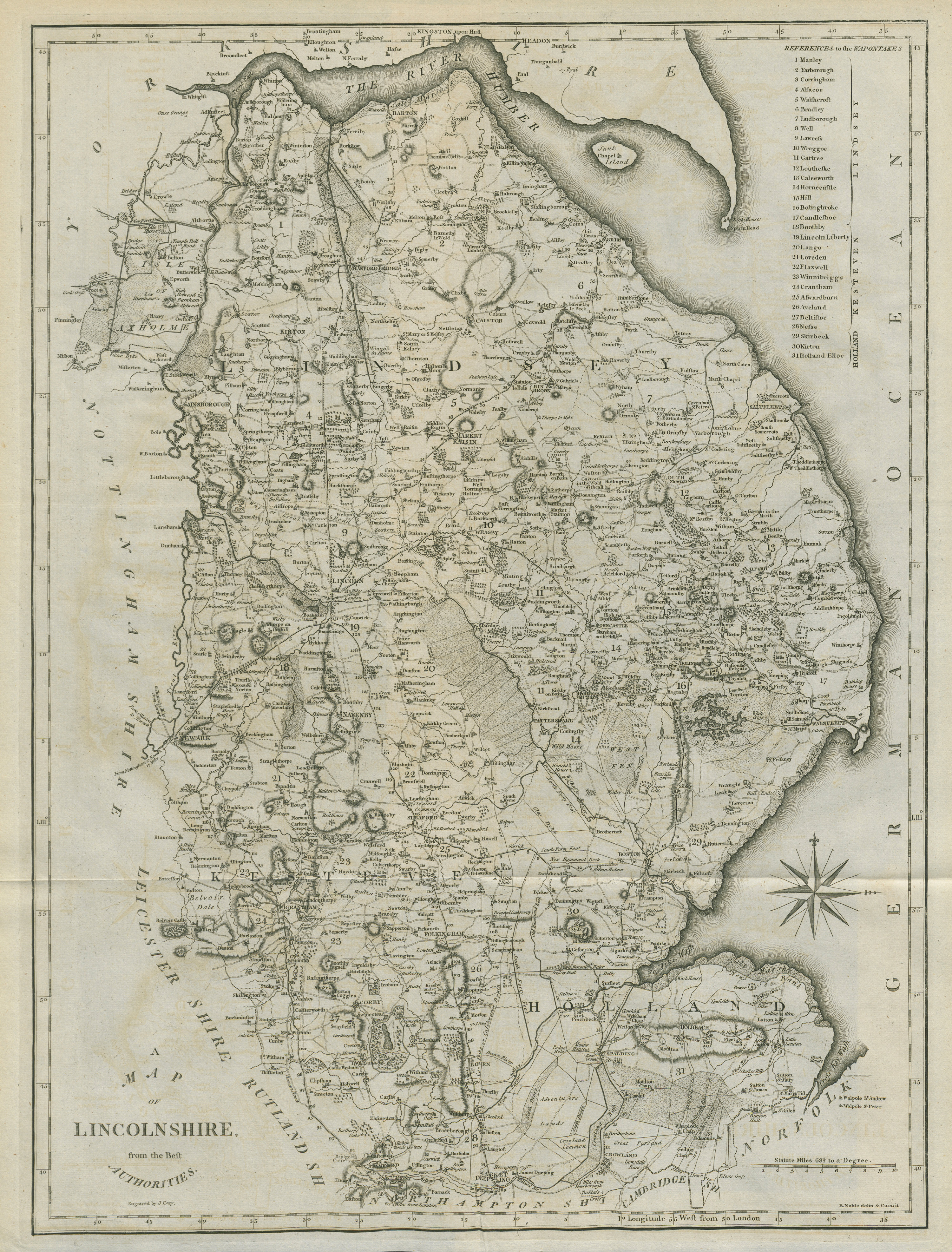 Associate Product "A map of Lincolnshire from the best authorities". County map. CARY 1789