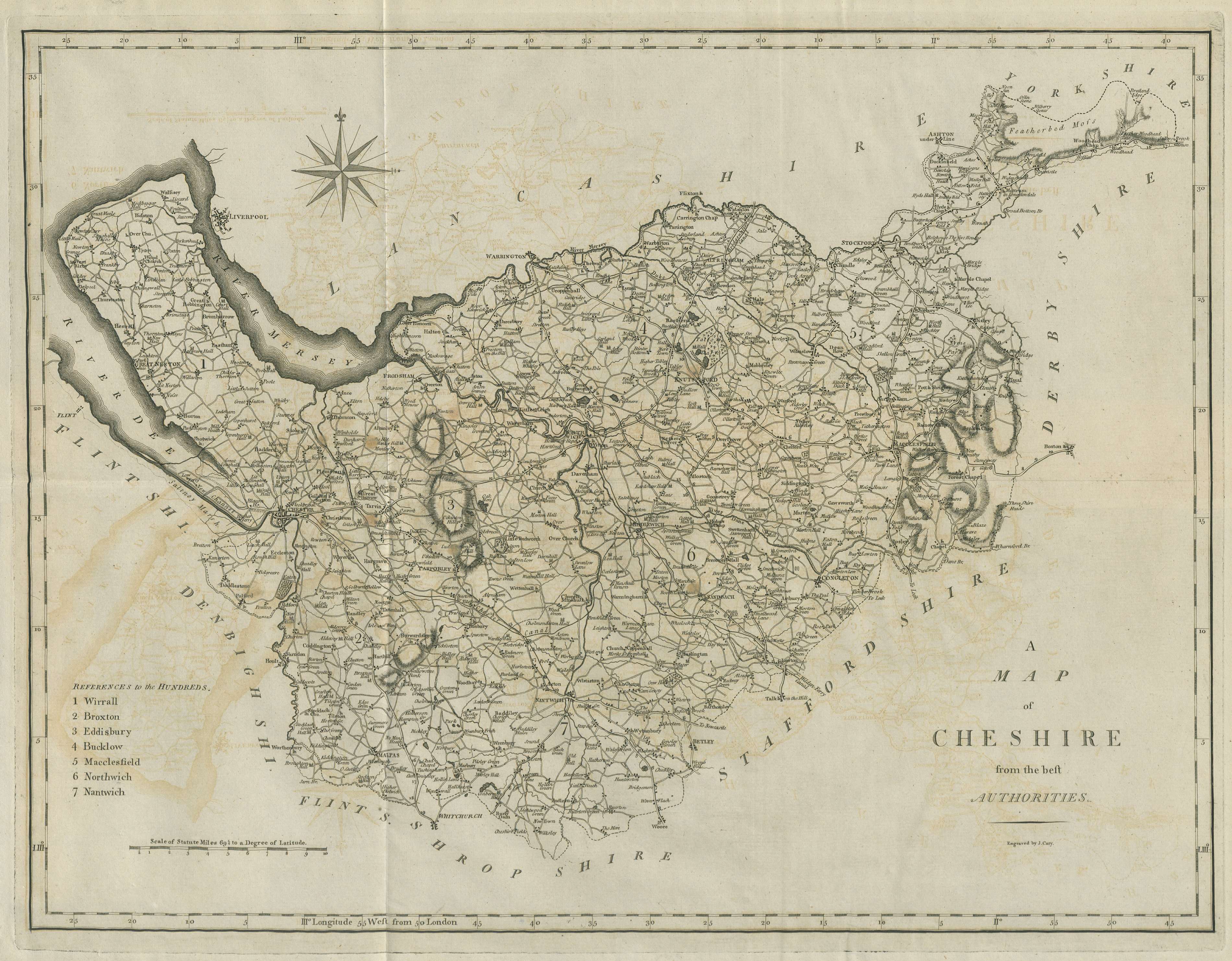 Associate Product "A map of Cheshire from the best authorities". County map. CARY 1789 old