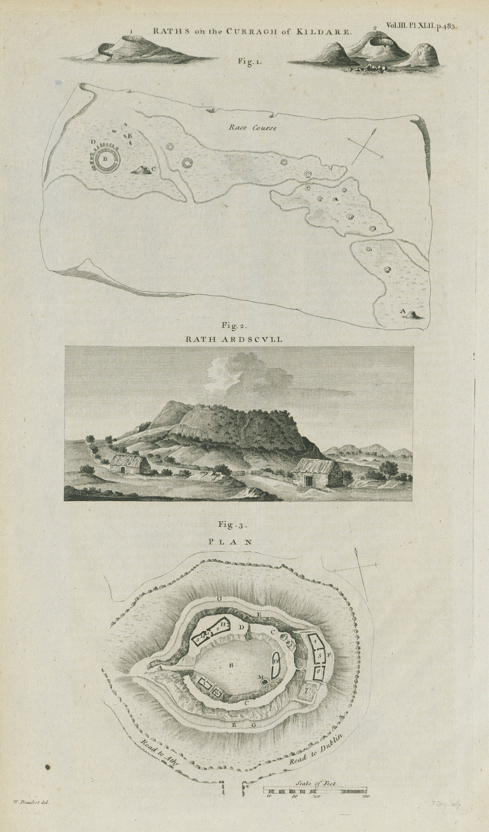 Associate Product Raths, Curragh of Kildare. Rath Ardscull, nr Athy. Hy Caellan McKelly 1789 map