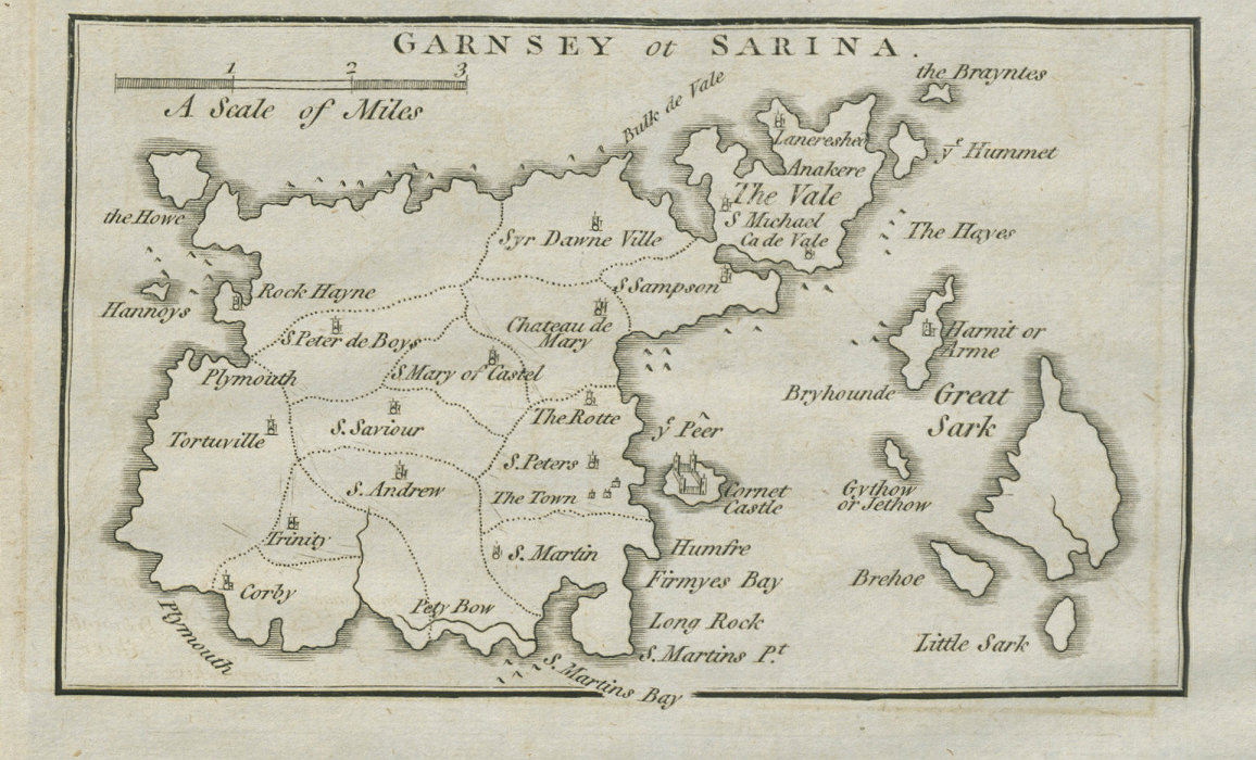 Associate Product "Garnsey or Sarina" by John CARY. Guernsey, Channel Islands. SMALL 1789 map
