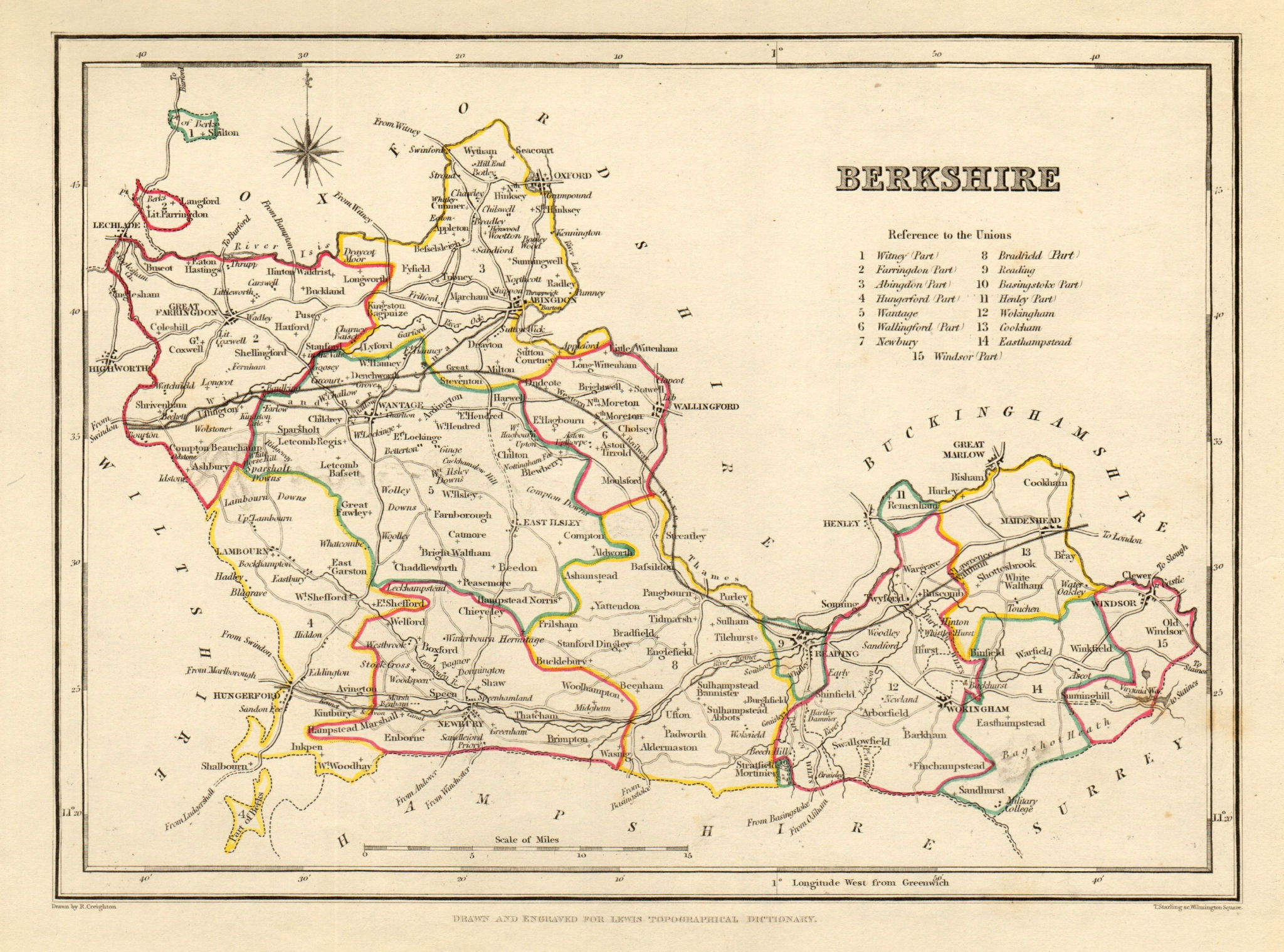 Associate Product Antique county map of BERKSHIRE by Creighton & Starling for Lewis c1840