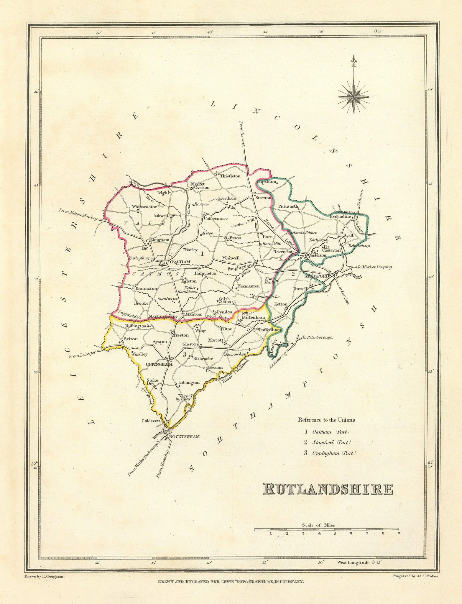 Associate Product Antique county map of RUTLANDSHIRE by Creighton & Walker for Lewis c1840