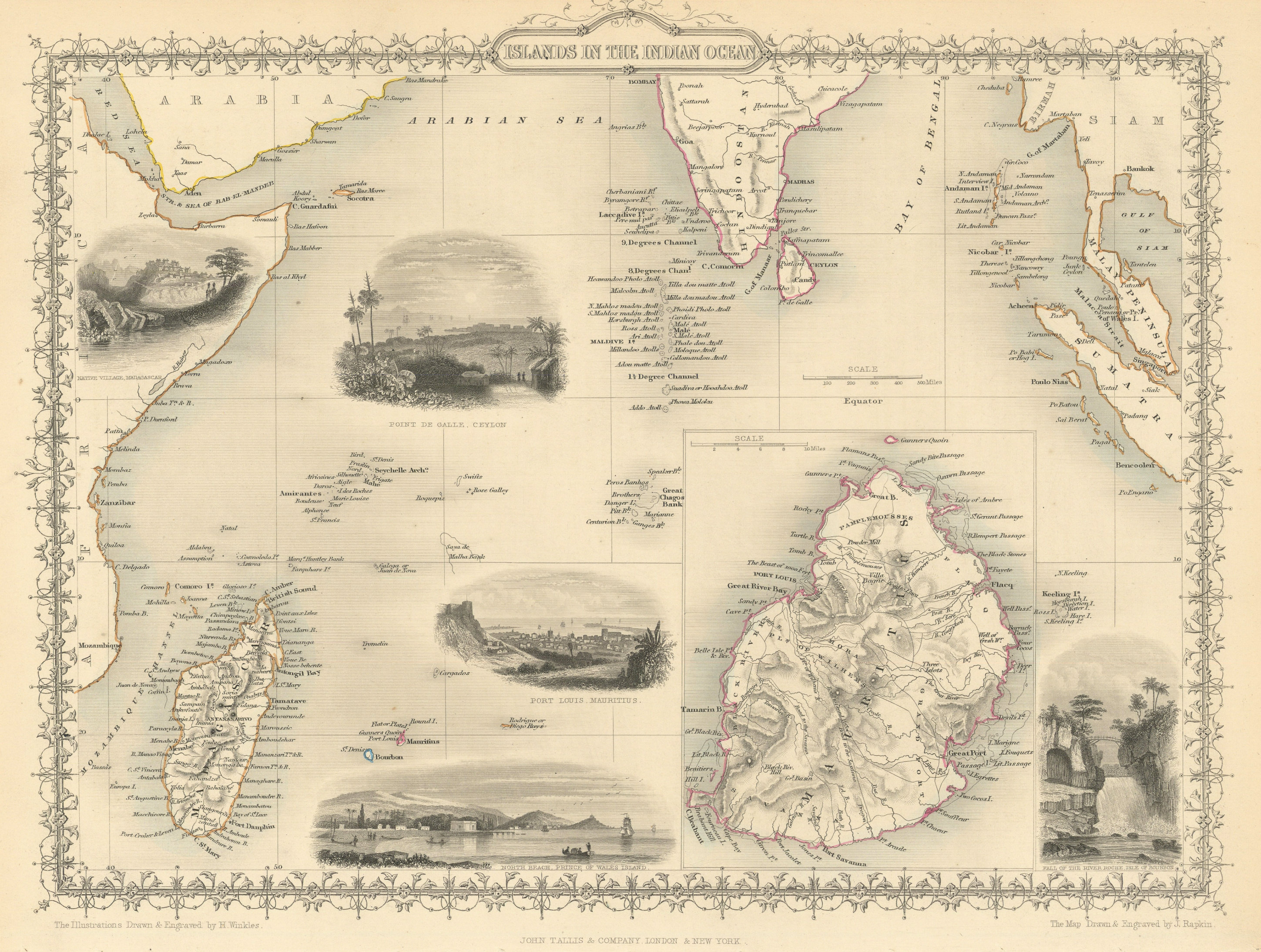 Associate Product INDIAN OCEAN ISLANDS. Mauritius Seychelles Madagascar MV. RAPKIN/TALLIS 1851 map