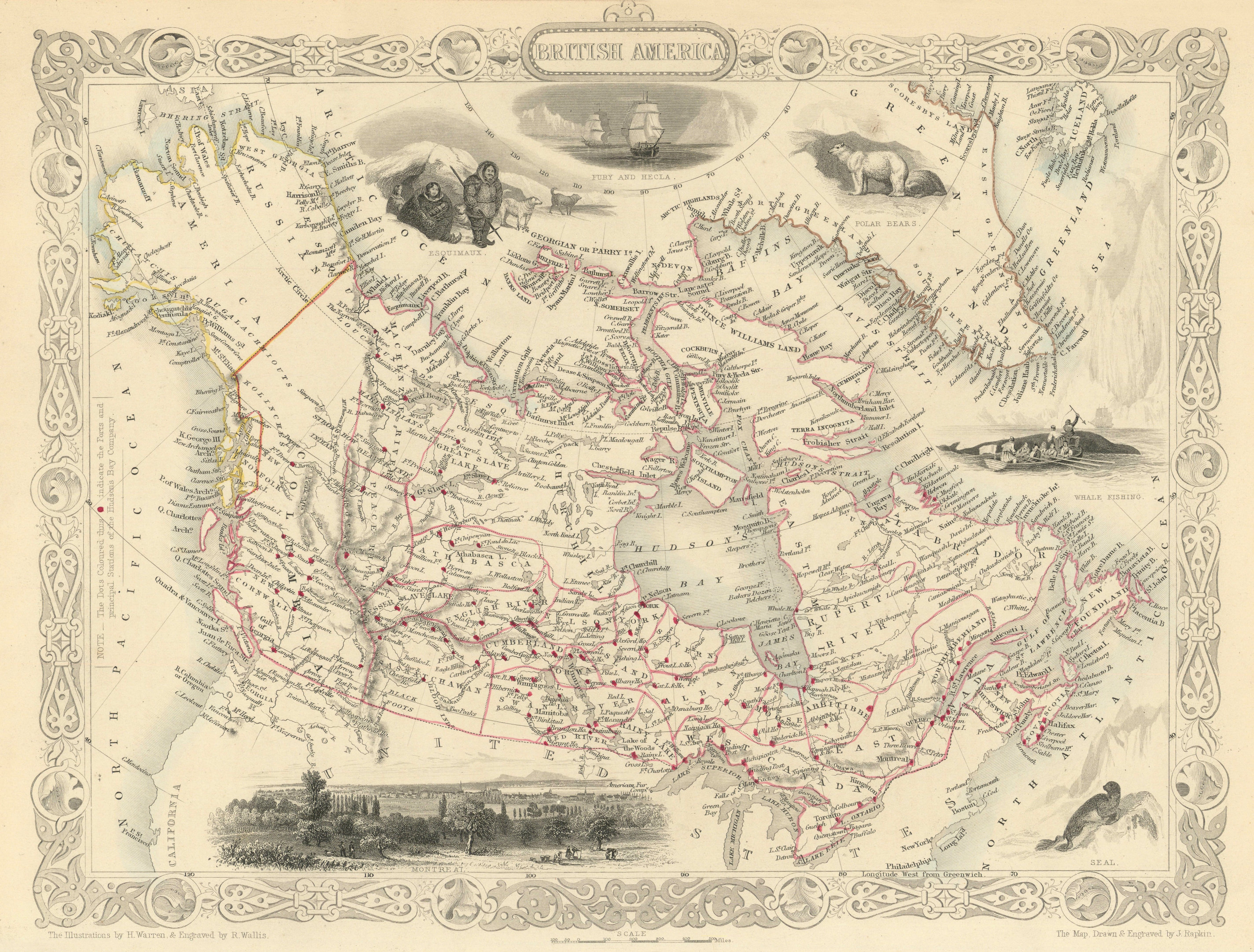 Associate Product BRITISH AMERICA. Shows Hudson's Bay Company forts.Canada RAPKIN/TALLIS 1851 map