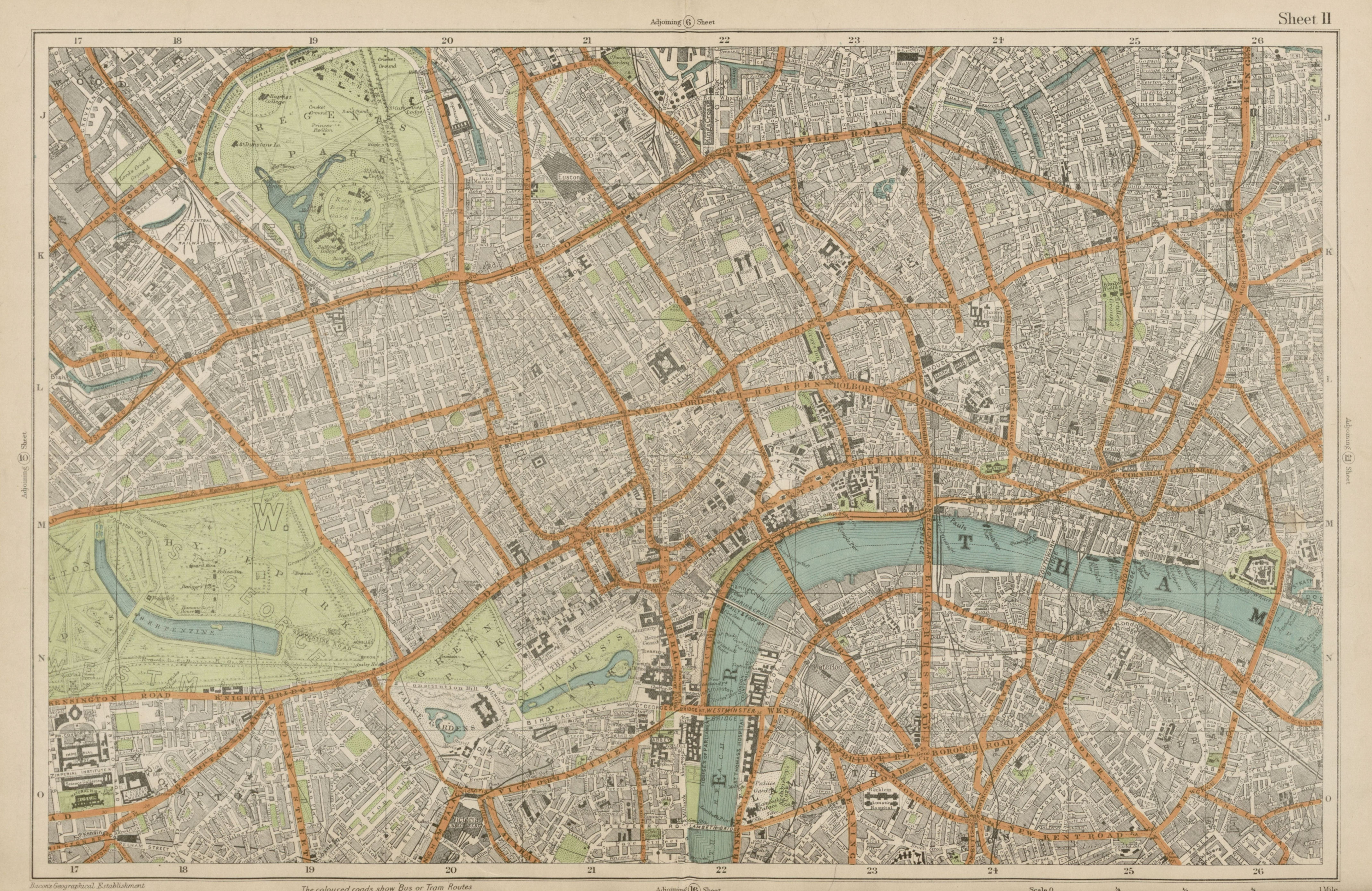 Associate Product CENTRAL LONDON West End City Southwark Westminster Shoreditch. BACON  1919 map