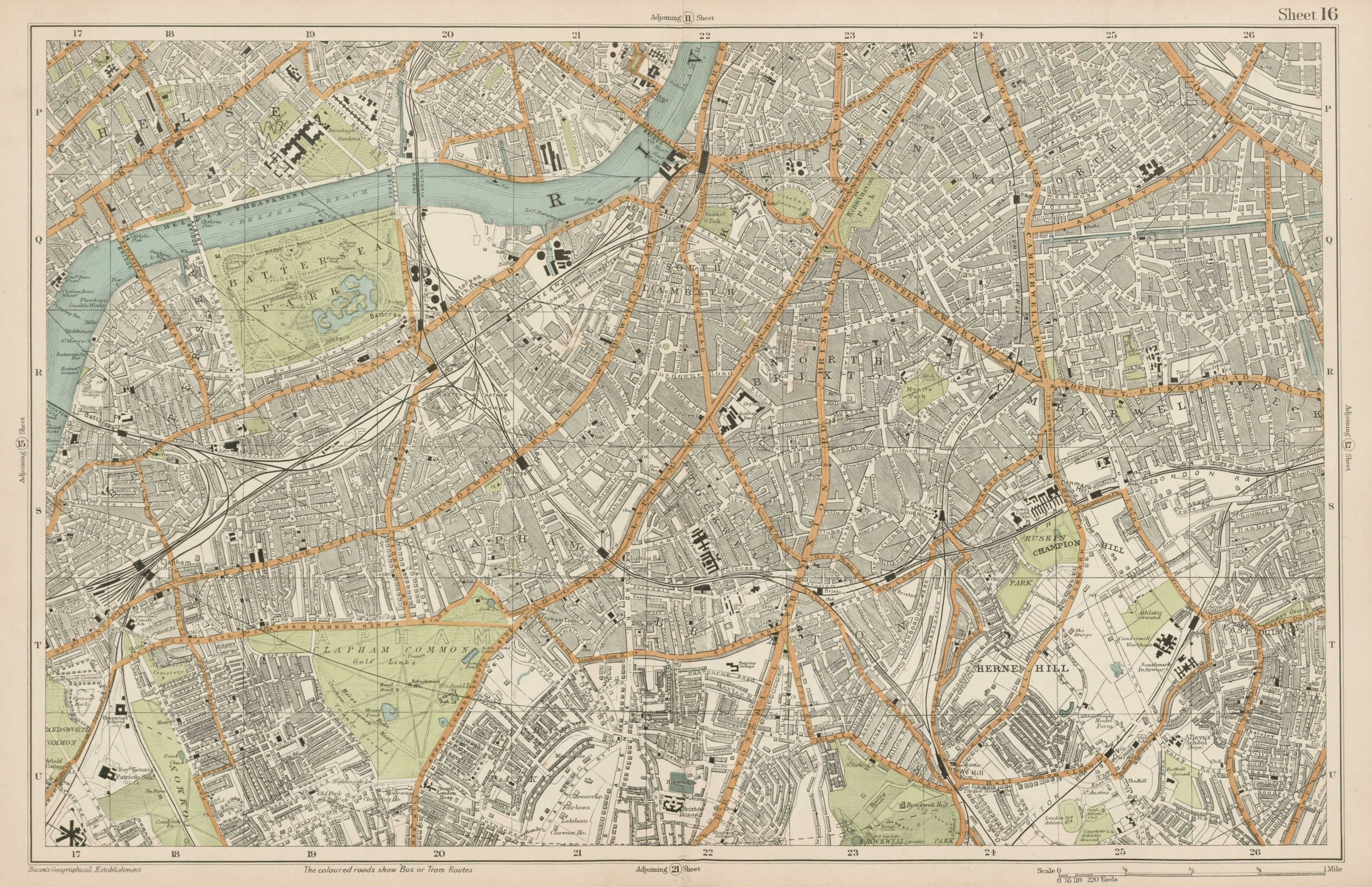 Associate Product S LONDON Clapham Brixton Lambeth Battersea Chelsea Camberwell. BACON  1919 map
