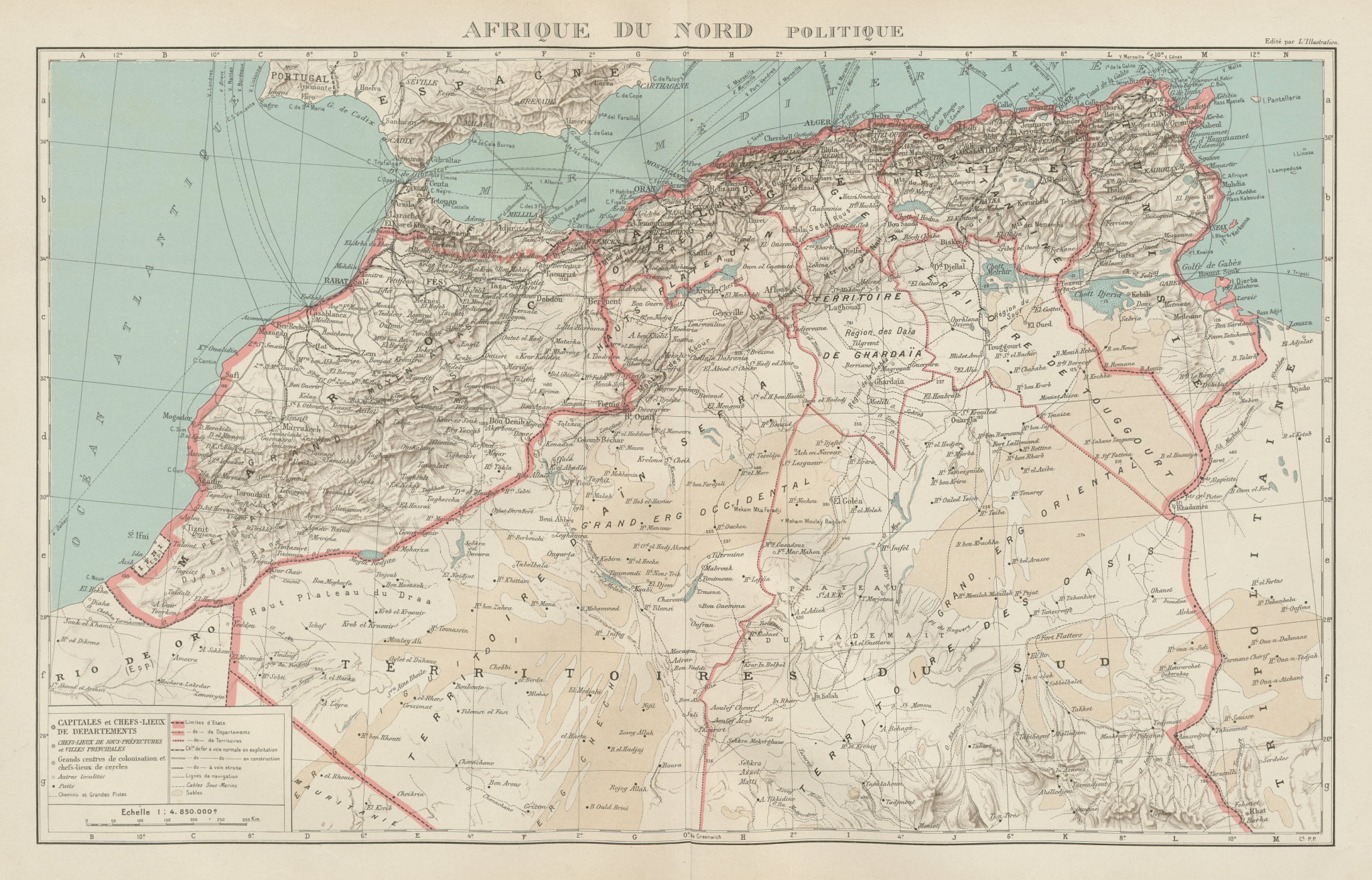 COLONIAL FRENCH NORTH AFRICA. Afrique du Nord. Politique. Political ...