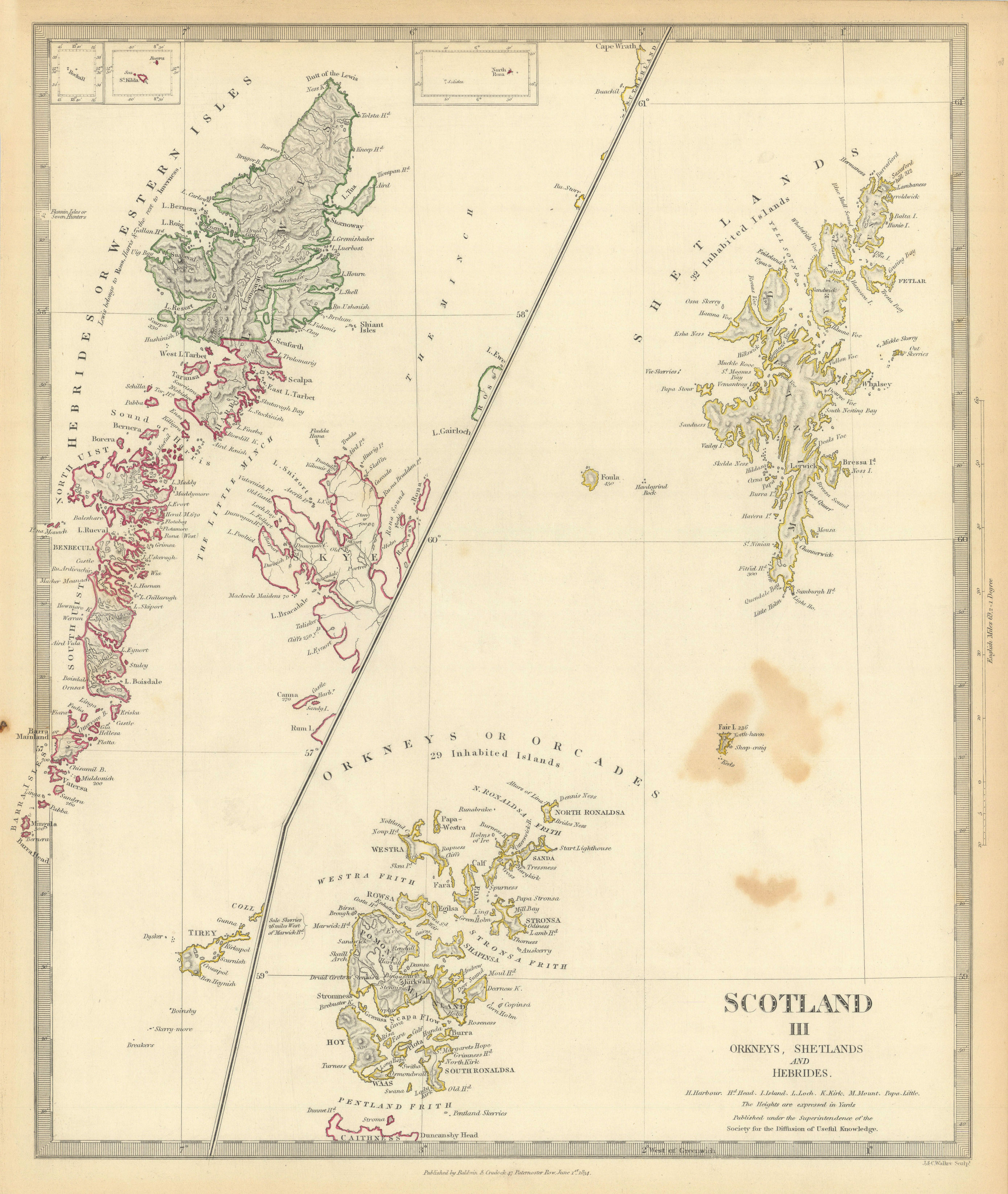Associate Product SCOTLAND ISLANDS. Western Isles. Orkneys, Shetlands and Hebrides SDUK 1844 map