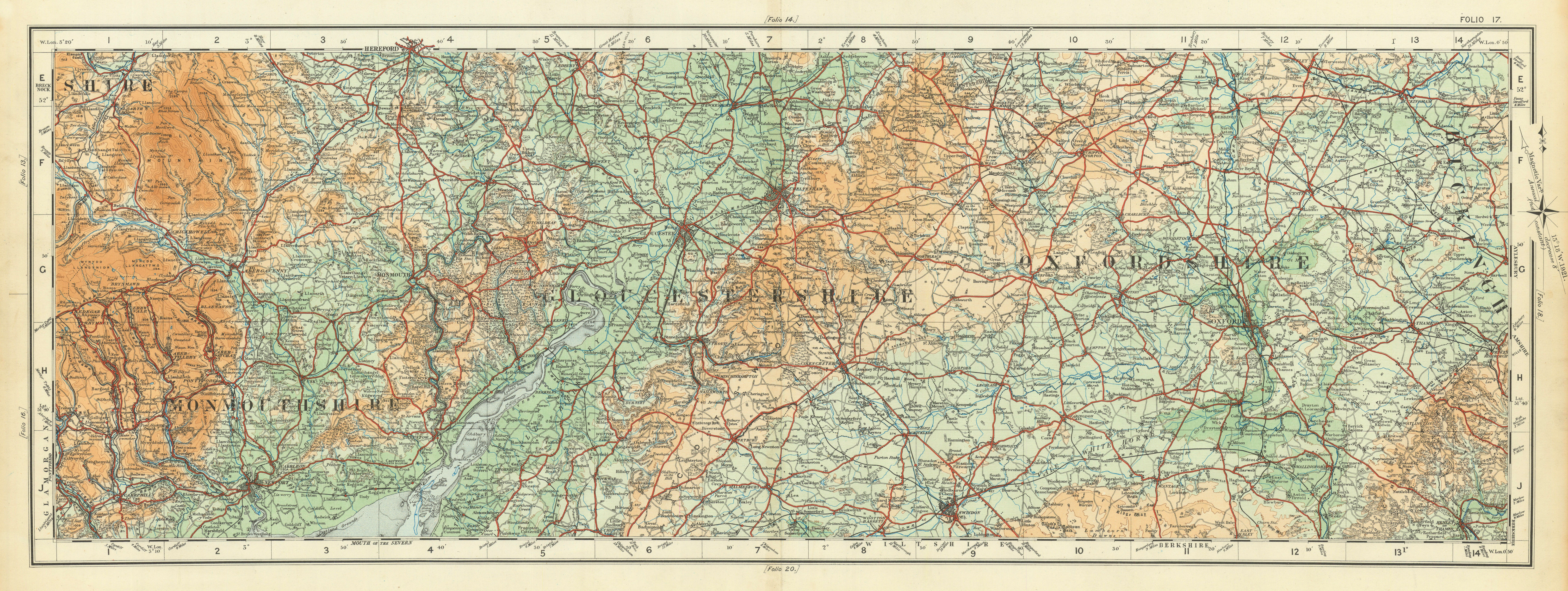 Associate Product Monmouthshire Gloucestershire Oxfordshire Cotswolds. ORDNANCE SURVEY 1922 map