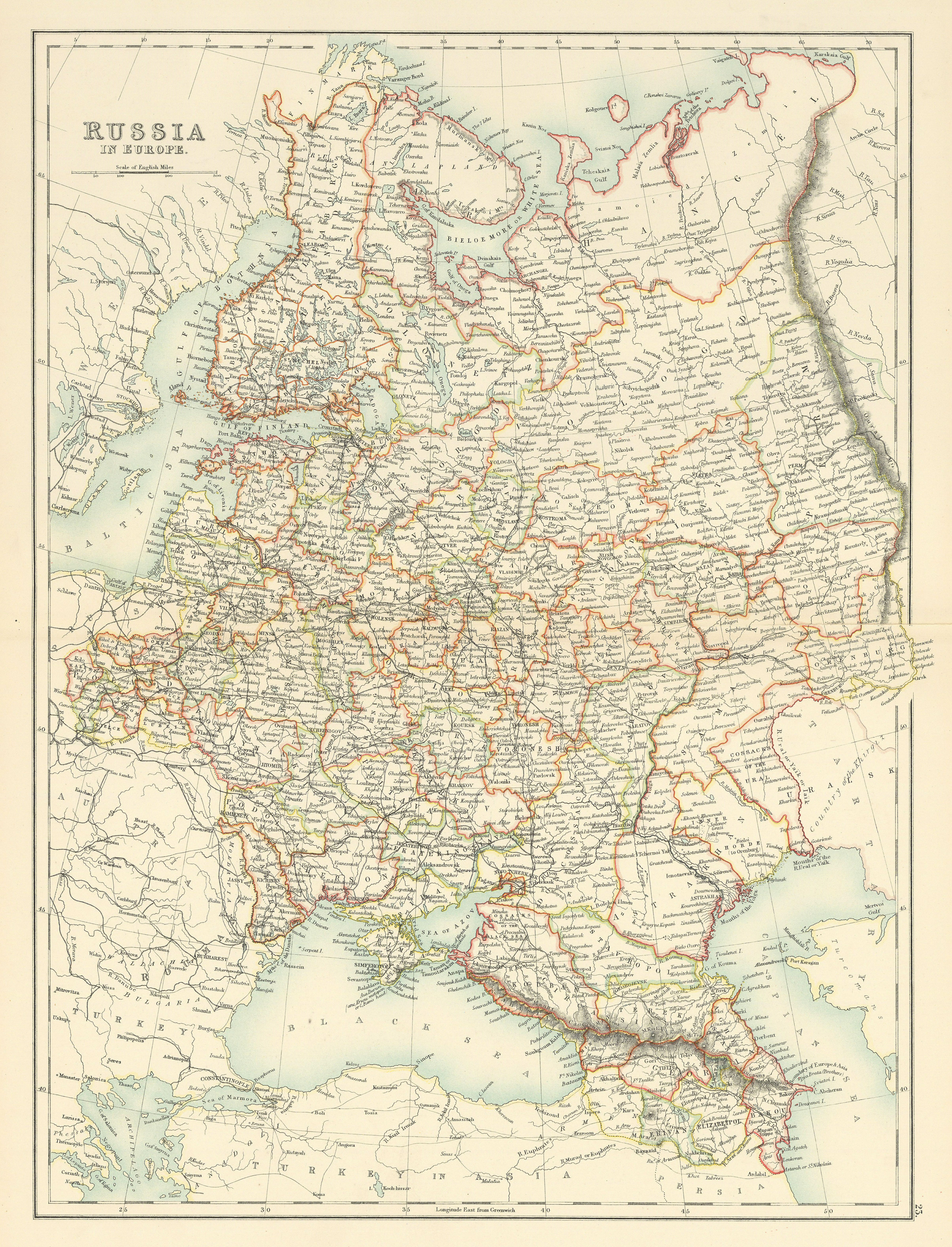 European Russia. Finland Baltics Poland Caucasus. BARTHOLOMEW 1898 old map