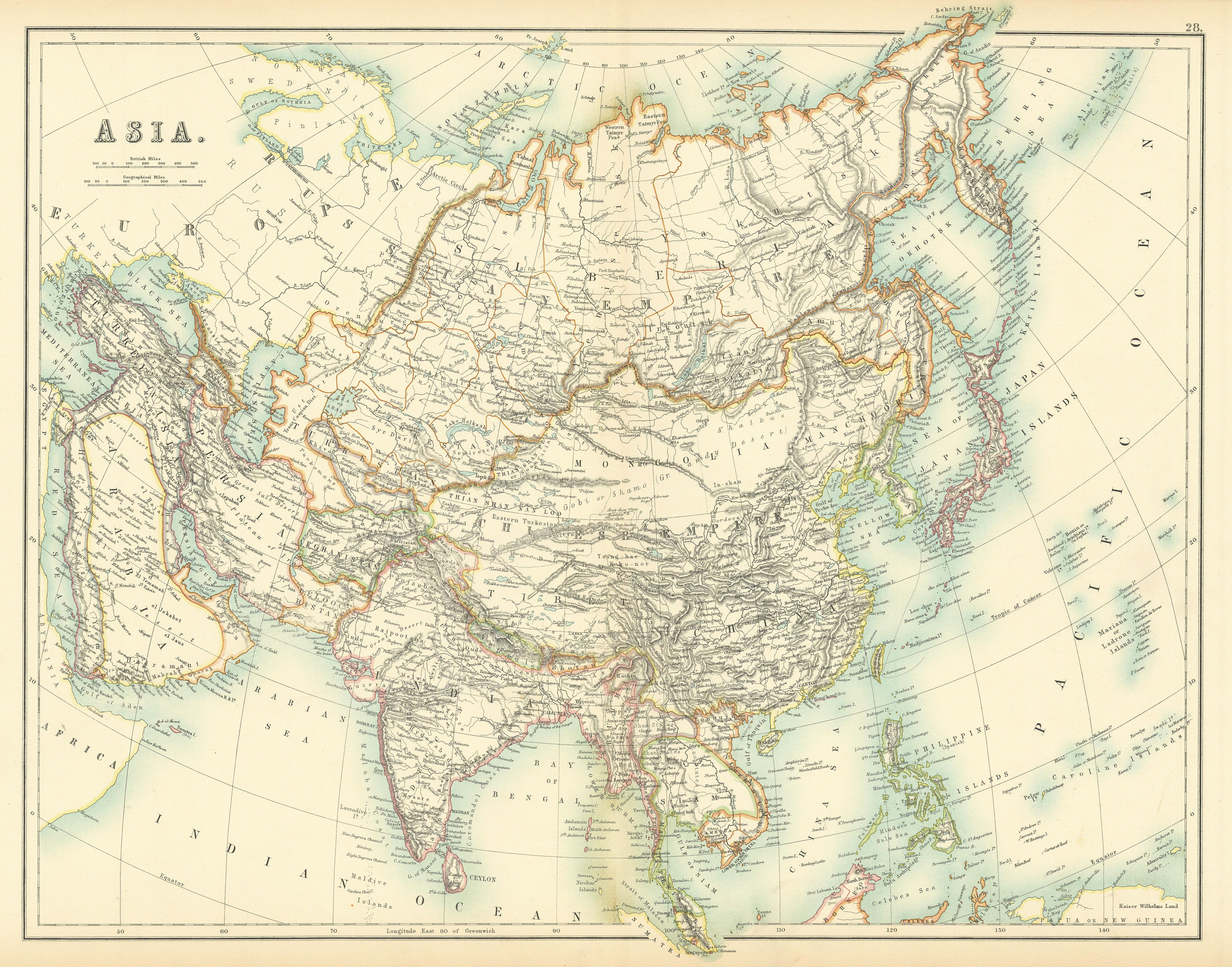 Associate Product Asia. Arabia. Siam includes Laos. Abou Thubbi (Abu Dhabi) BARTHOLOMEW 1898 map