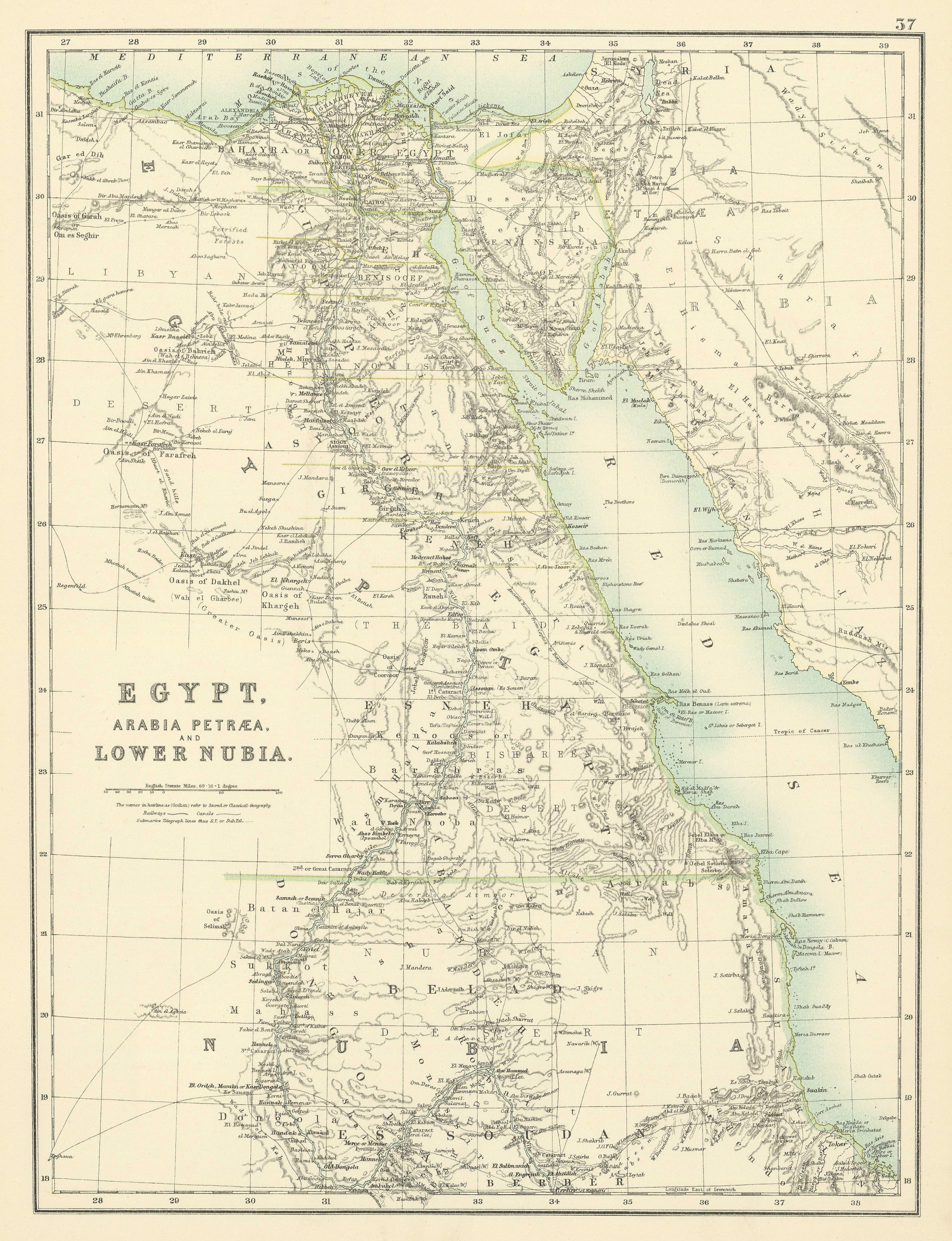 Associate Product Egypt, Arabia Petraea and Lower Nubia. Nile Valley. BARTHOLOMEW 1898 old map