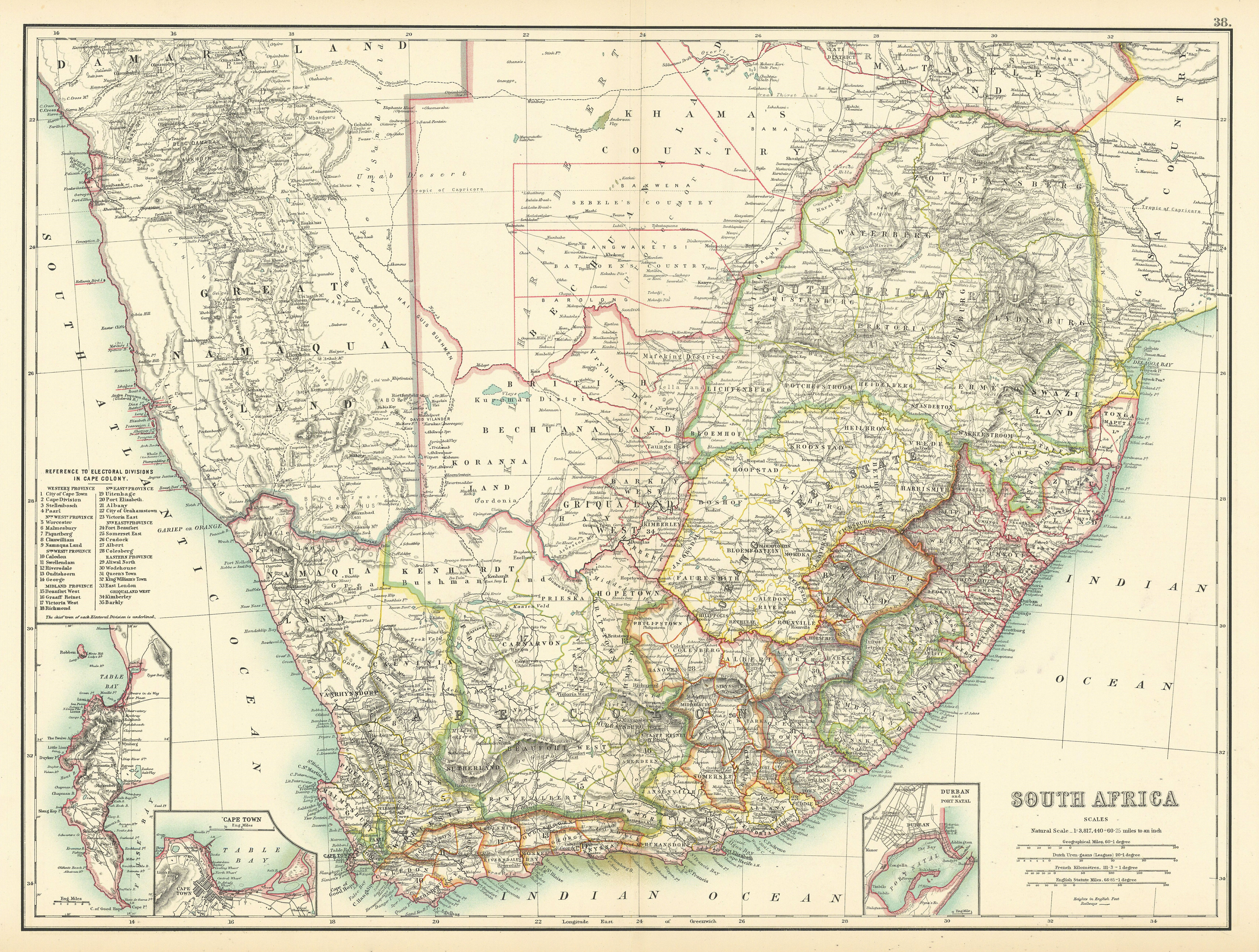 Associate Product South Africa. Great Namaqua Land. Botswana. Cape Colony. BARTHOLOMEW 1898 map