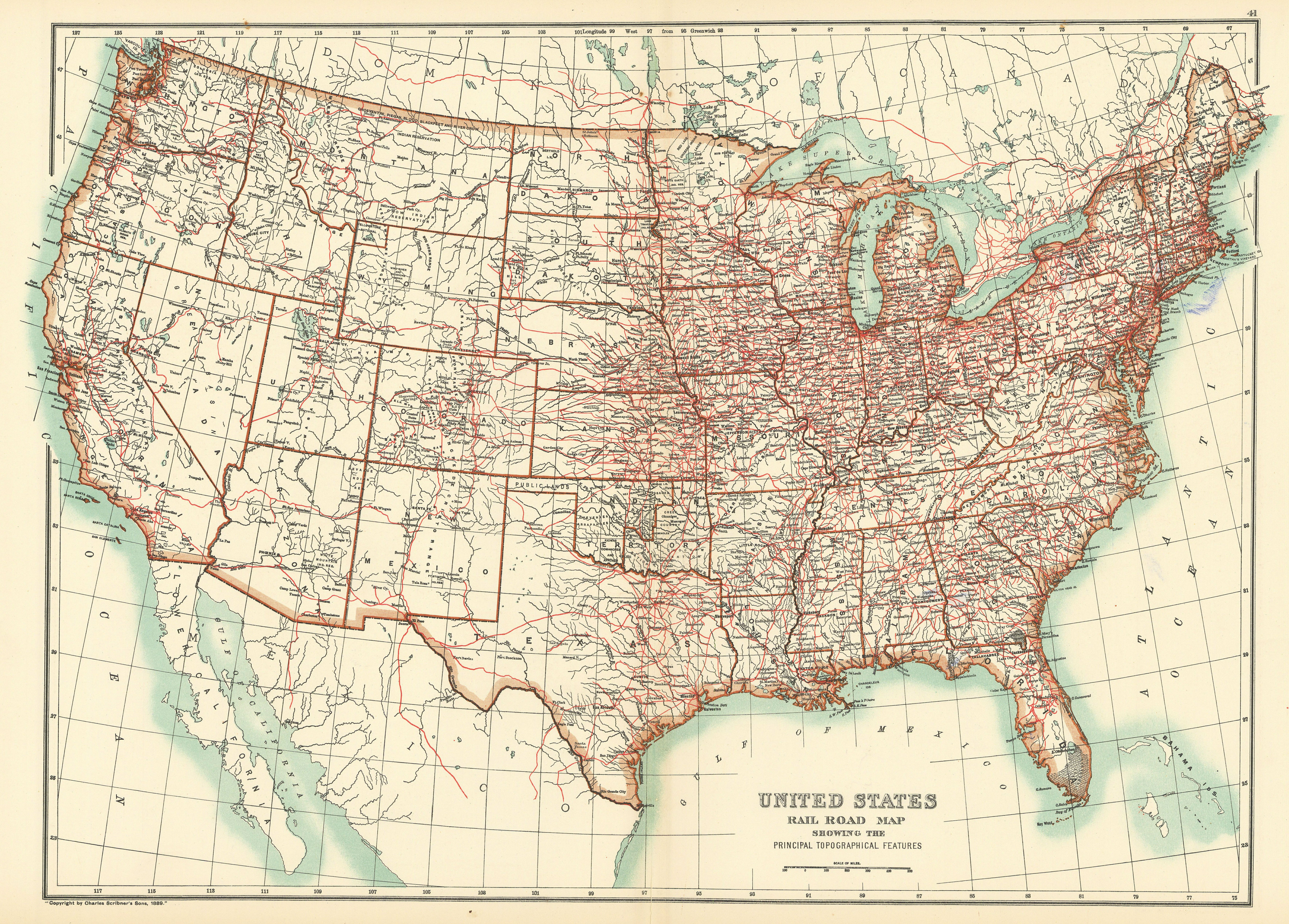 Associate Product United States of America. USA Railways & rivers. BARTHOLOMEW 1898 old map