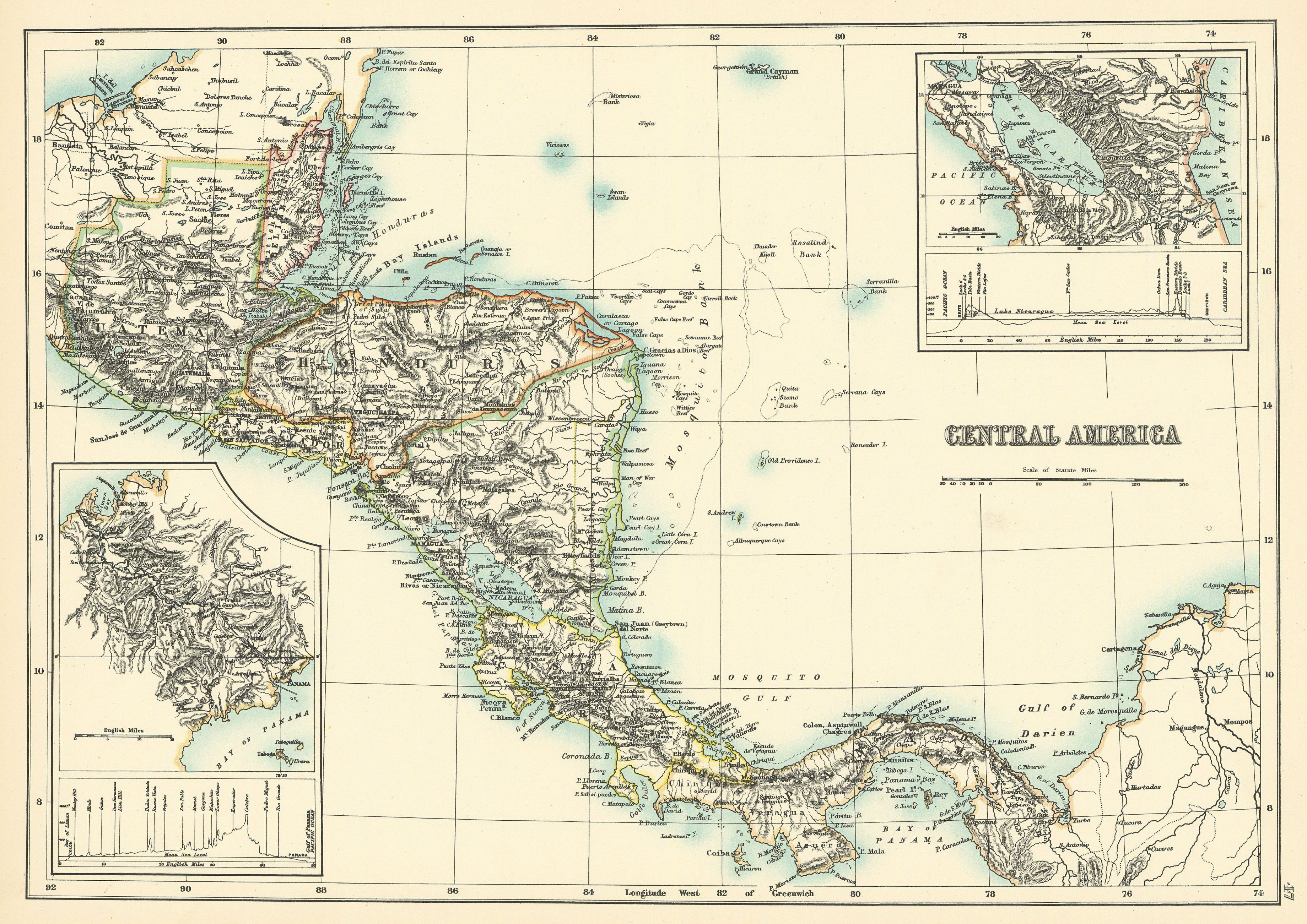 Associate Product Central America. Panama Canal 16 yrs before completion. BARTHOLOMEW 1898 map