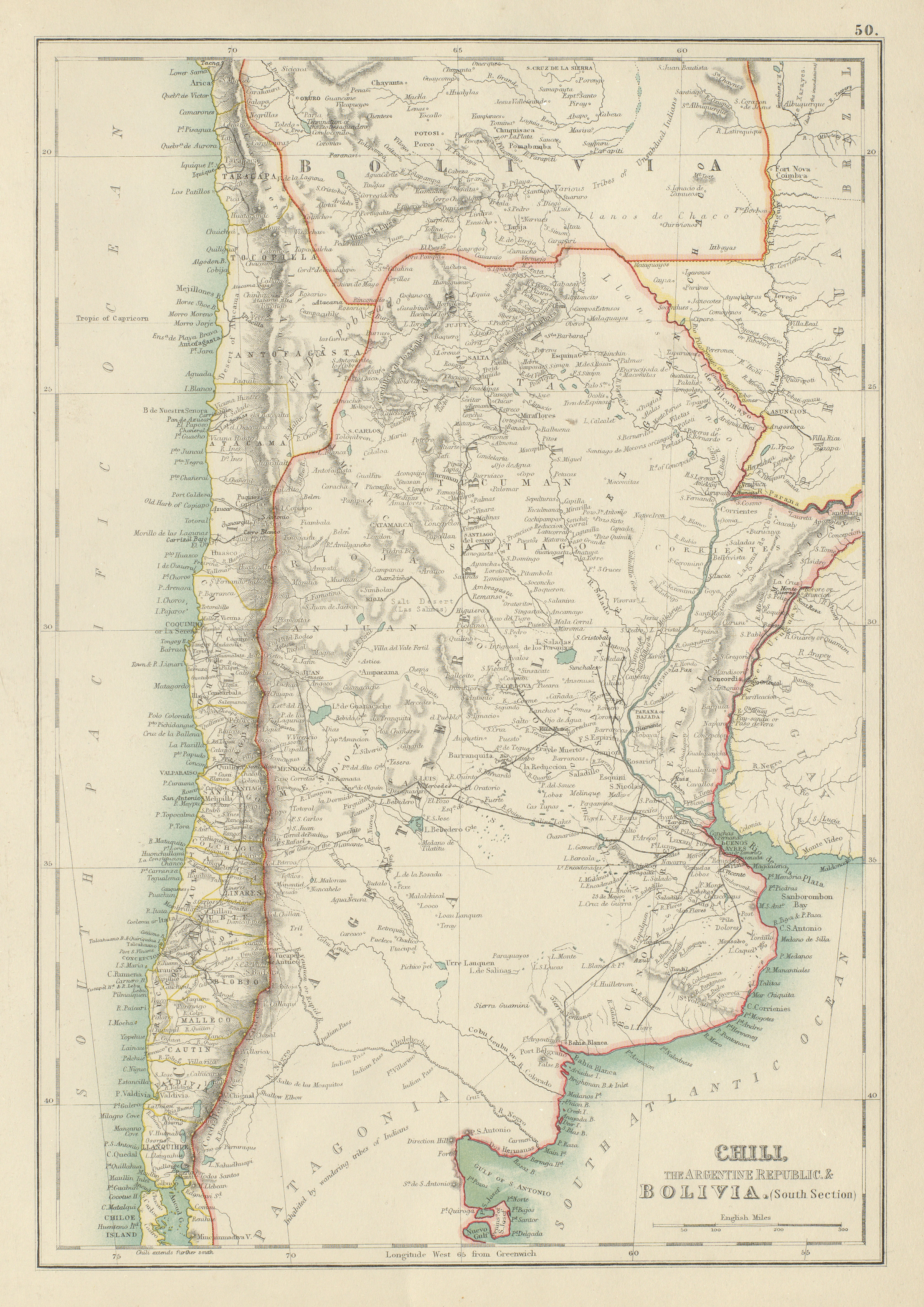 Associate Product Chili Argentine Republic Bolivia. Chile Argentina Railways. BARTHOLOMEW 1898 map