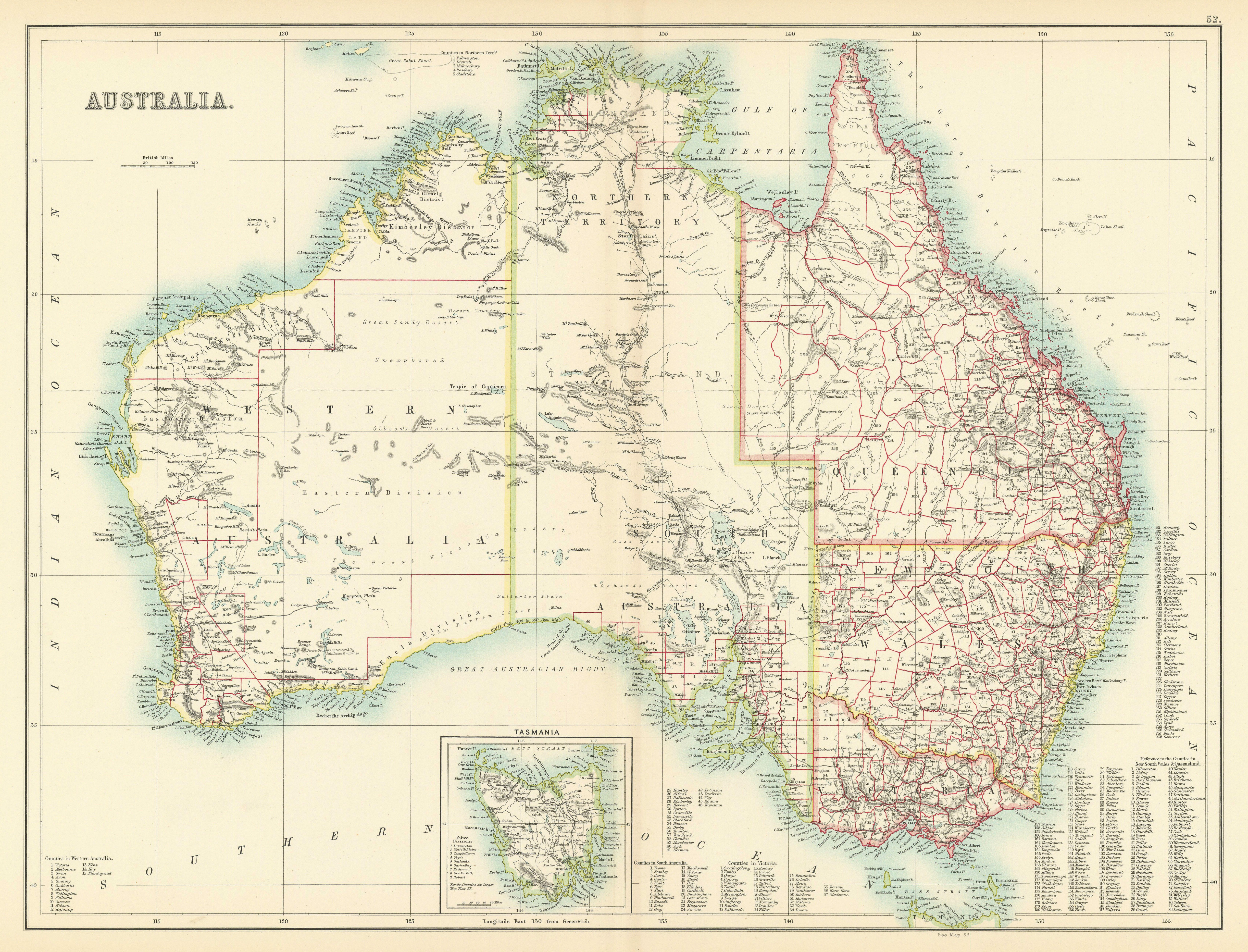 Associate Product Australia in states. Stuart Land. BARTHOLOMEW 1898 old antique map plan chart