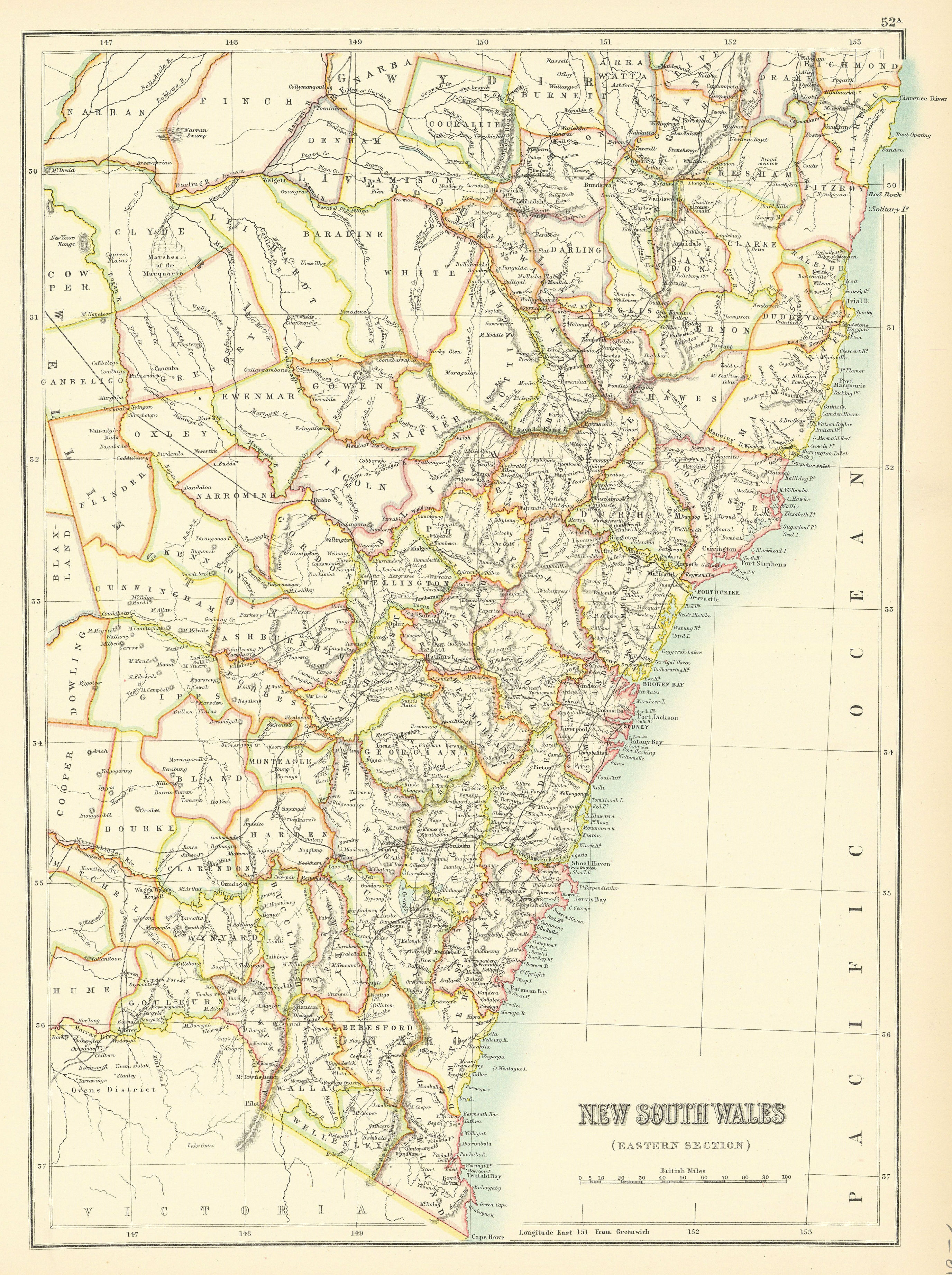 Associate Product New South Wales Eastern / coast. Australia. Railways. BARTHOLOMEW 1898 old map