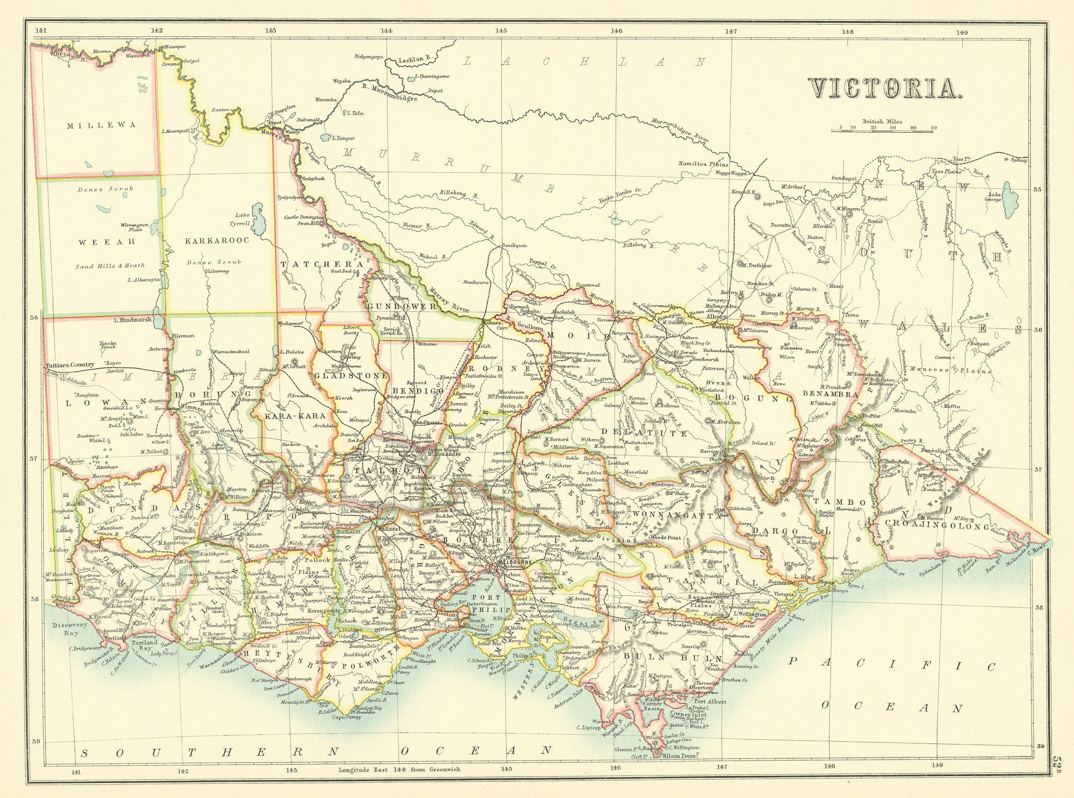 Associate Product Victoria. Australia. Railways. BARTHOLOMEW 1898 old antique map plan chart
