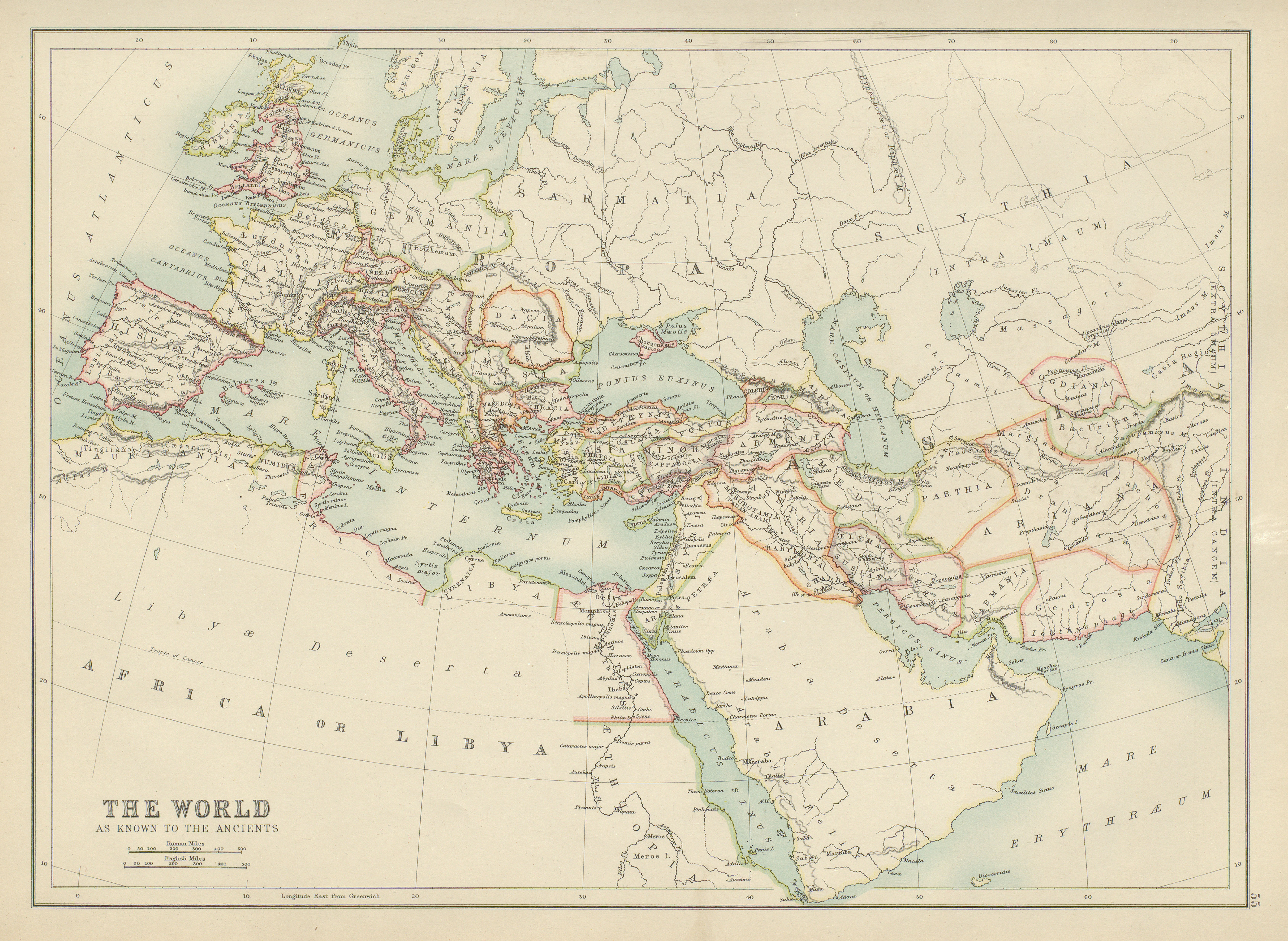 Associate Product World as known to the Ancients. Gallia Germania Hispania. BARTHOLOMEW 1898 map