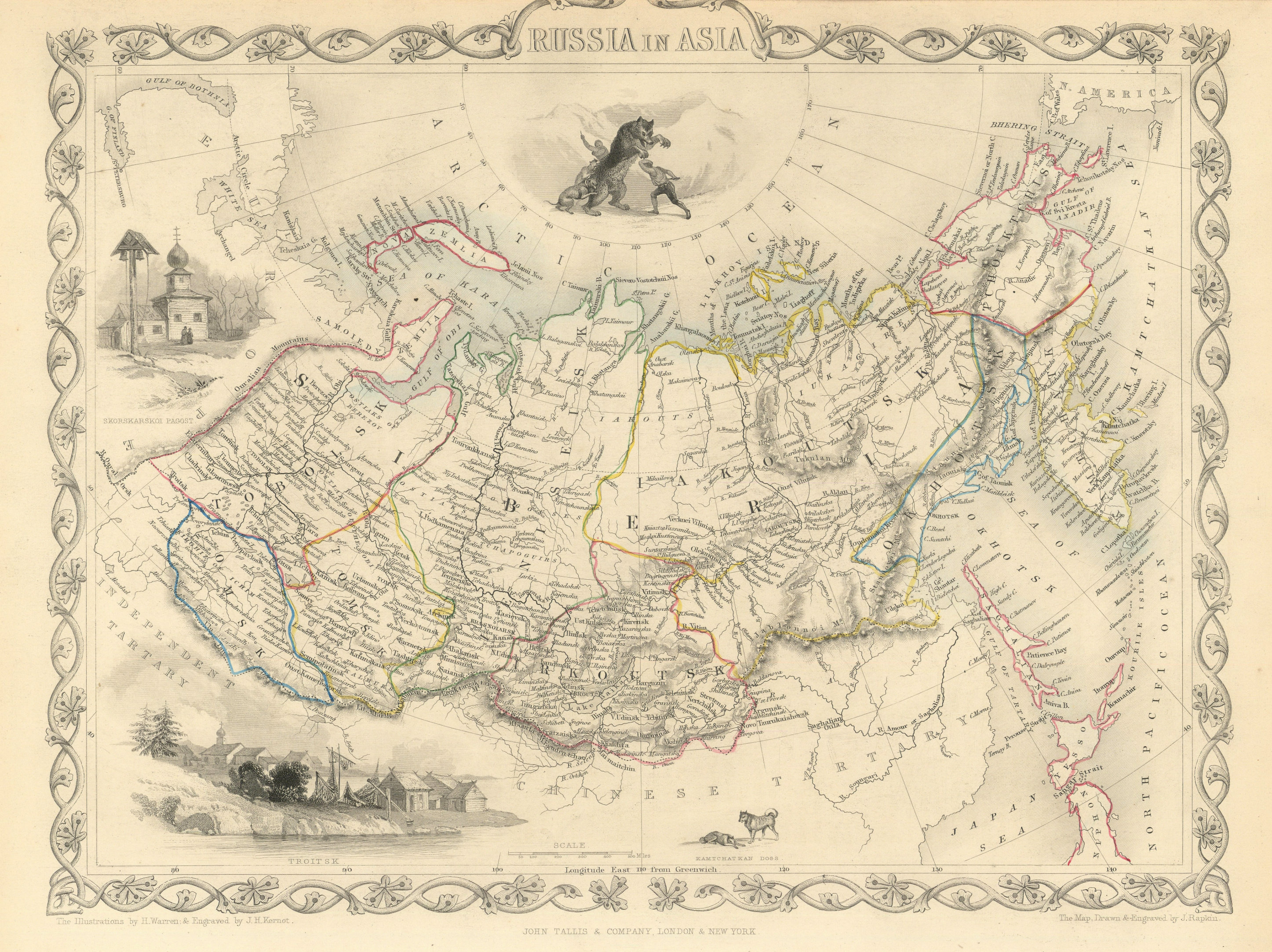 RUSSIA IN ASIA. Siberia Urals Far East. Troitsk view. RAPKIN/TALLIS 1851 map