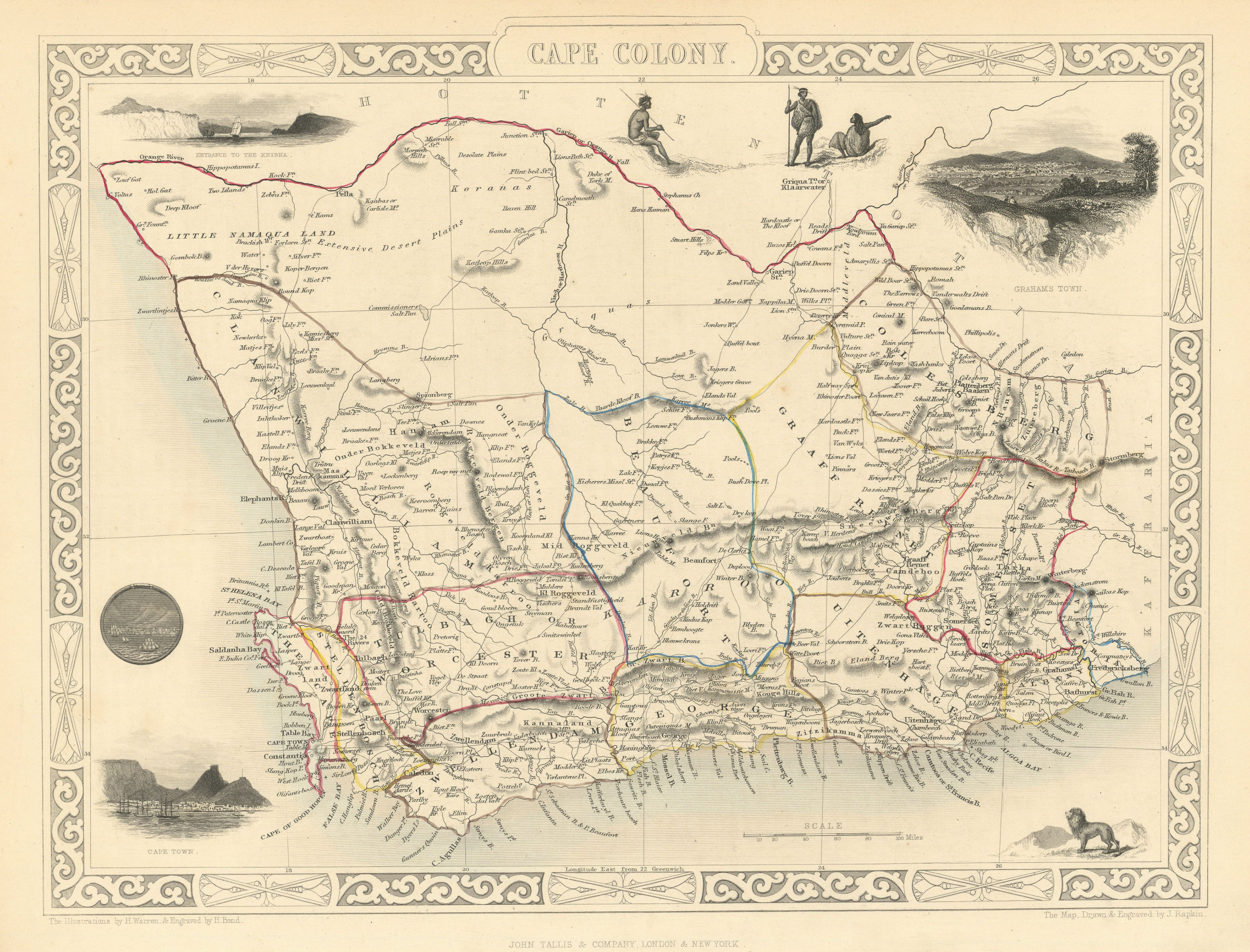Associate Product CAPE COLONY. Cape Town / Grahamstown views. South Africa. RAPKIN/TALLIS 1851 map