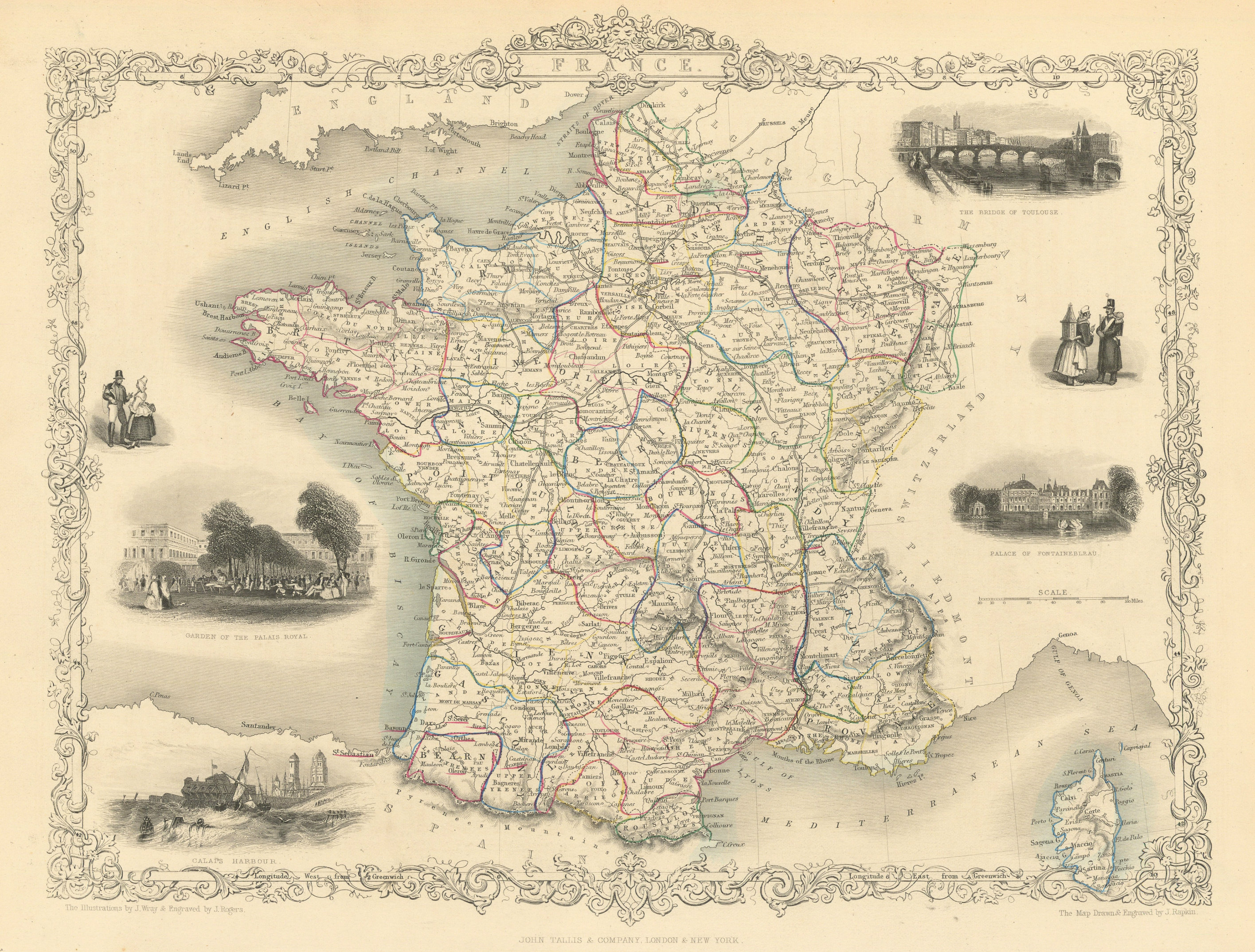 Associate Product FRANCE in Provinces wiithout Comté de Nice & Savoy/Savoie RAPKIN/TALLIS 1851 map