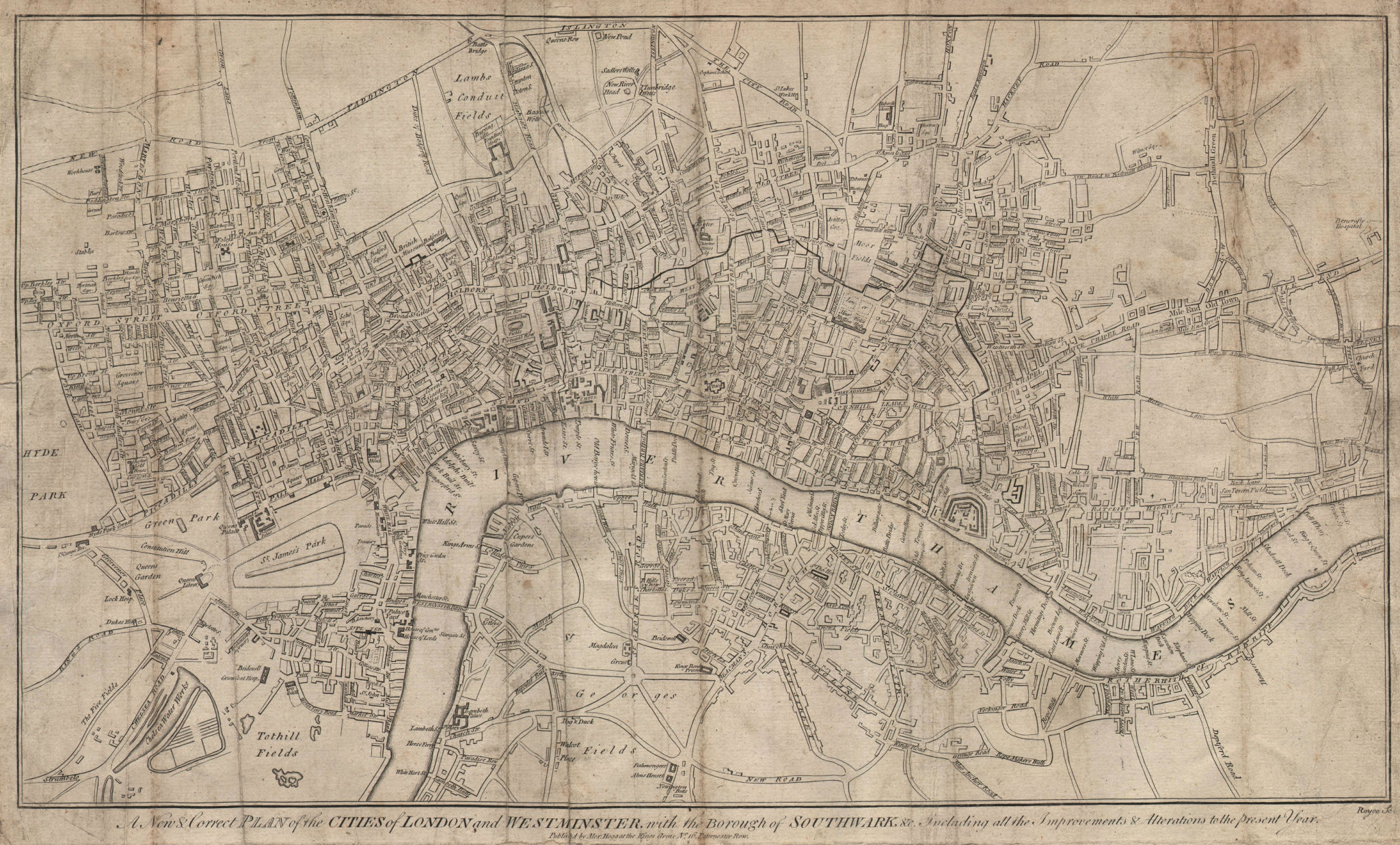 Associate Product A New & Correct Plan of the Cities of London and Westminster… THORNTON 1784 map
