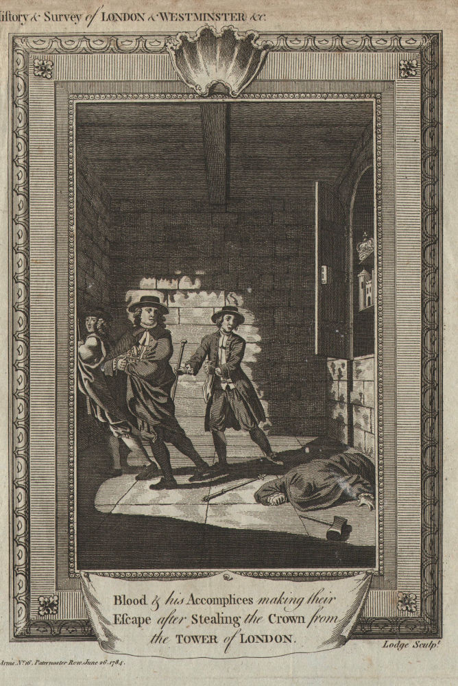 Associate Product Thomas Blood stealing the Crown from the Tower of London 1671.  1784 old print