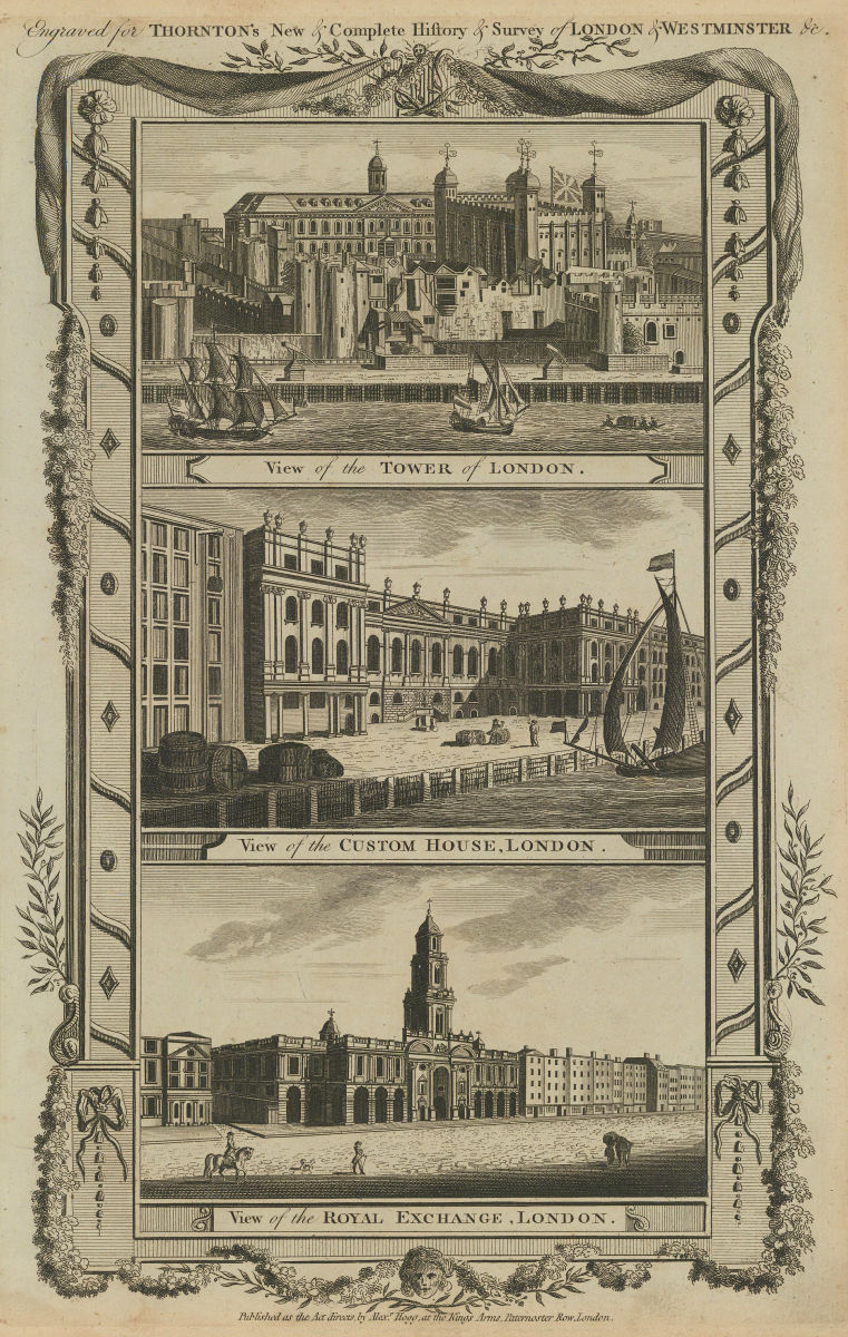 Associate Product Tower of London. Custom House. Royal Exchange. City of London. THORNTON 1784