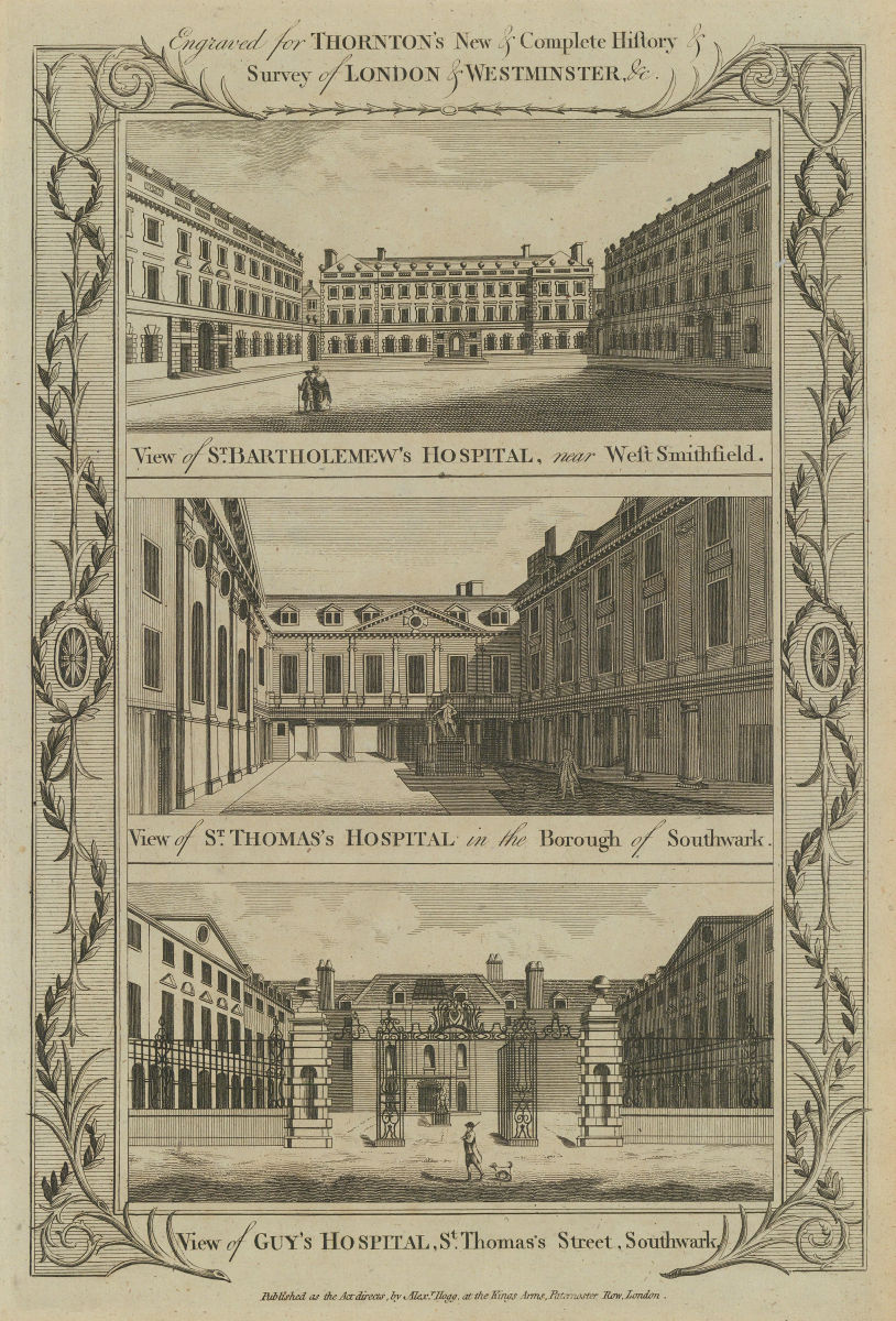 LONDON HOSPITALS. St. Bartholomew's/Barts, St. Thomas's & Guy's. THORNTON 1784