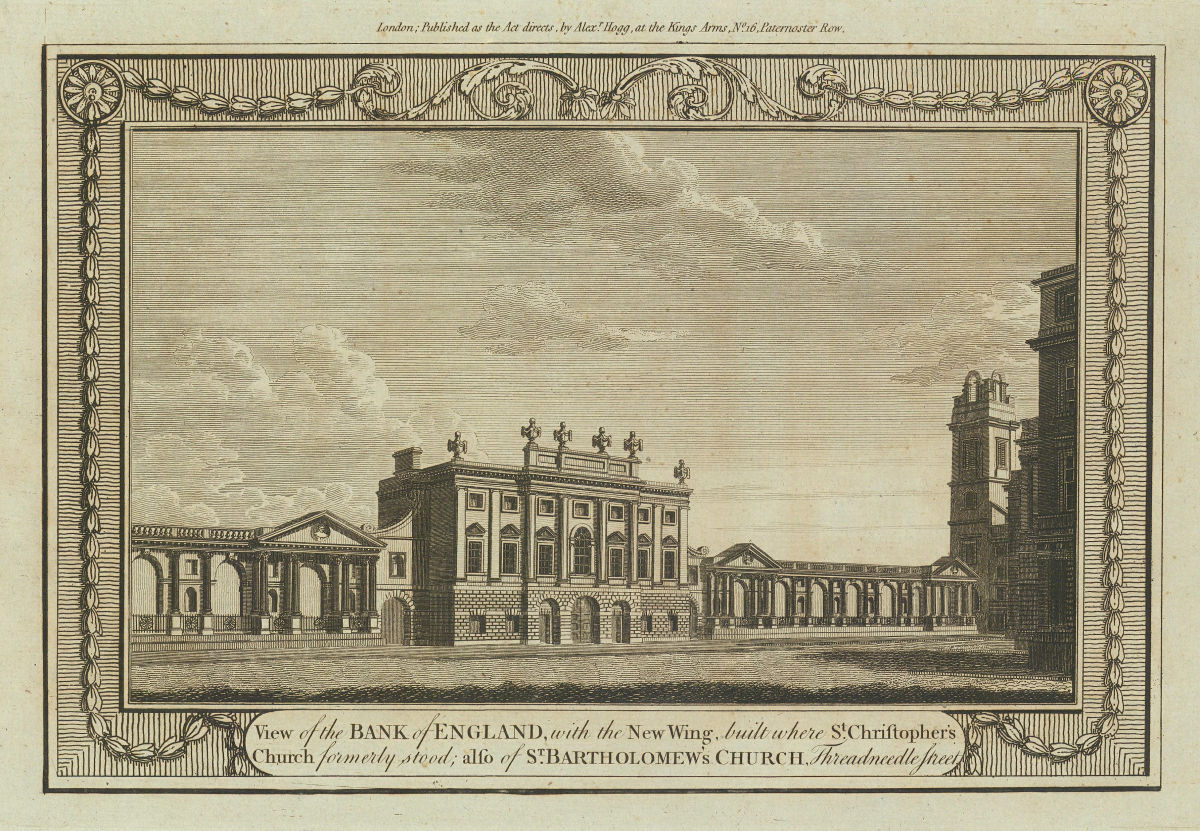 Associate Product Bank of England. St Bartholomew-by-the-Exchange church, Threadneedle Street 1784