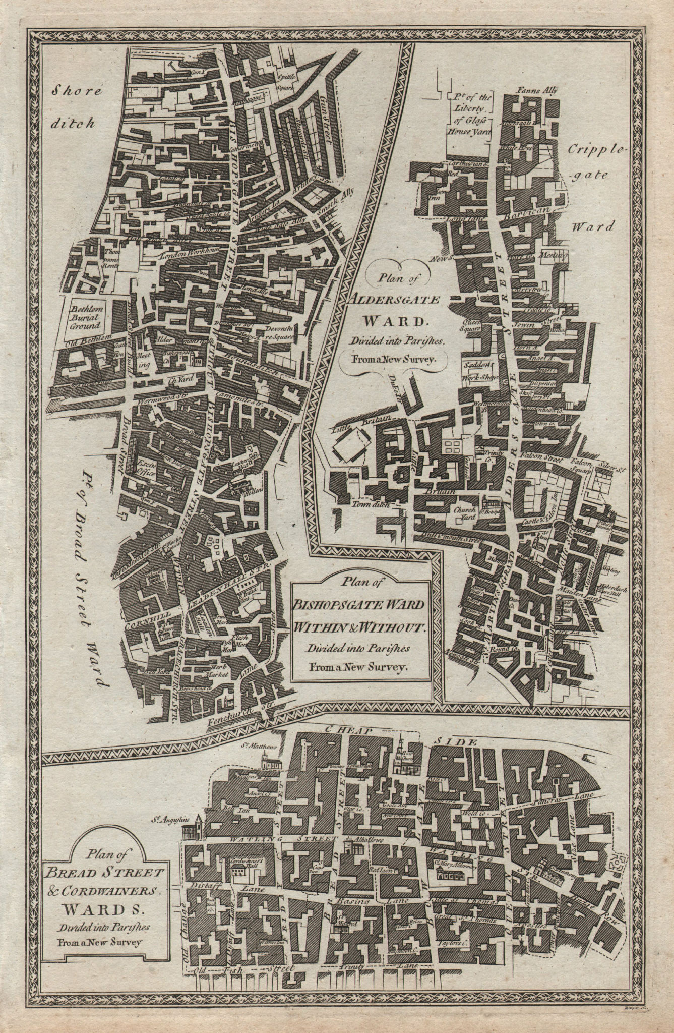 Associate Product Bishopsgate Aldersgate Bread St Cordwainer Wards. City/London. THORNTON 1784 map