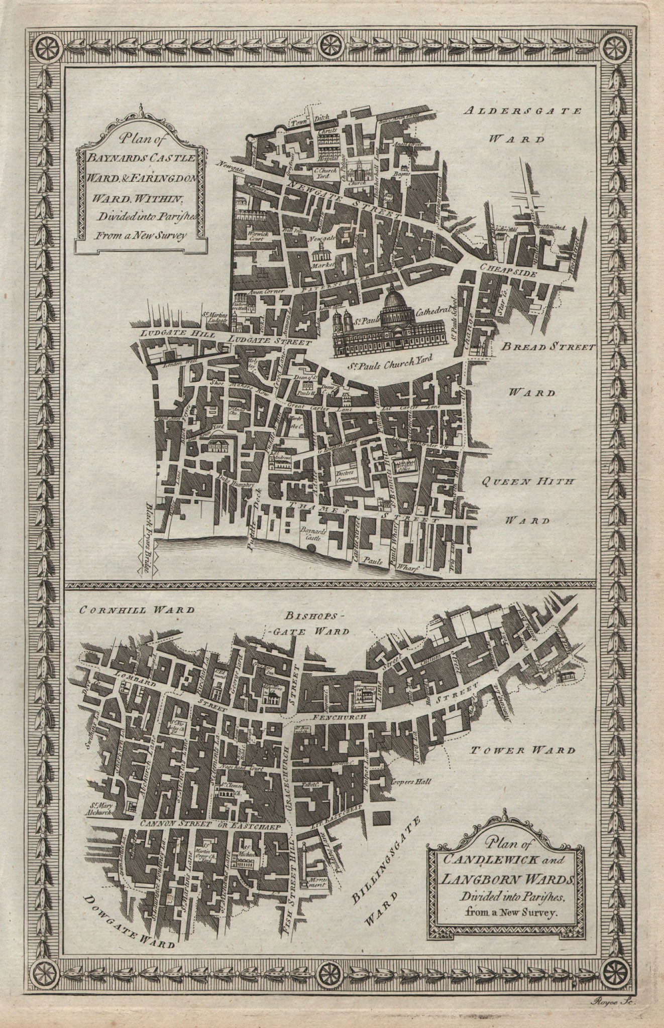 Associate Product Langbourn Candlewick Farringdon Castle Baynard Wards. London. THORNTON 1784 map