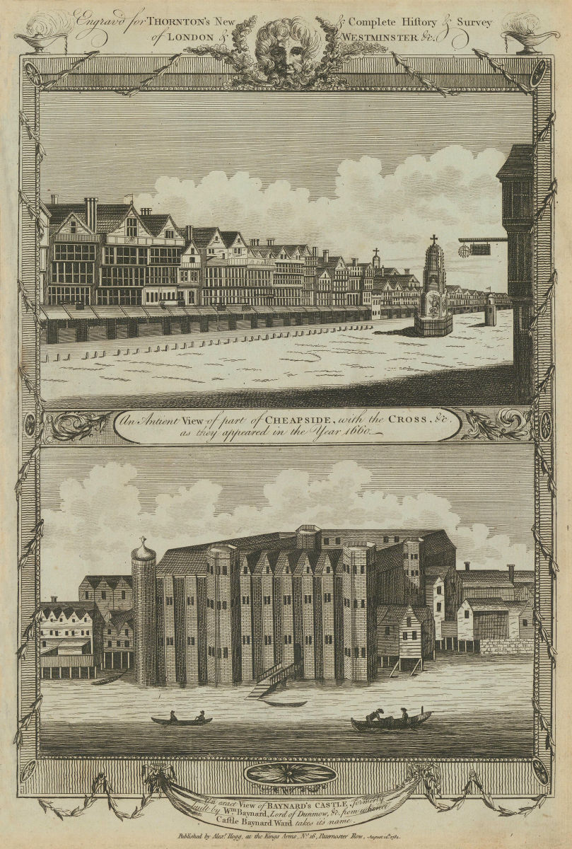Associate Product Cheapside in 1660. Baynard’s Castle, Blackfriars. City of London. THORNTON 1784