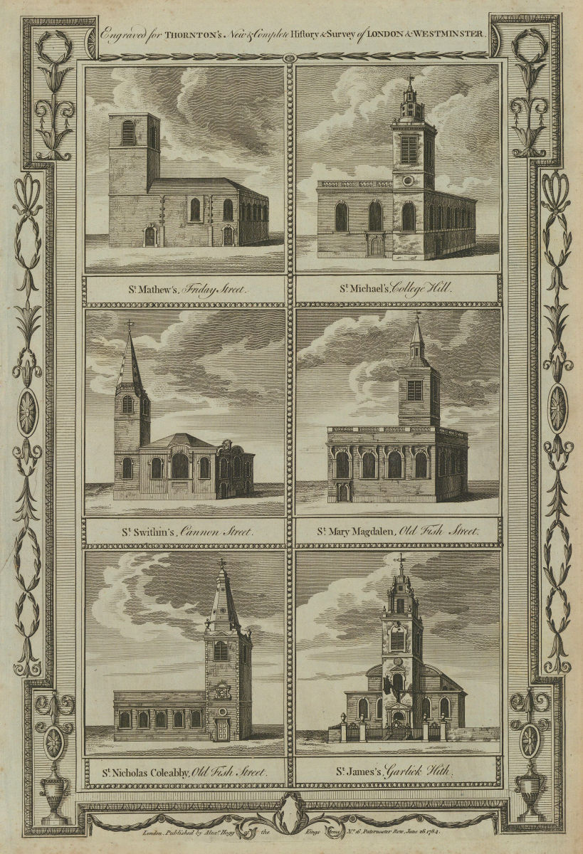 Associate Product WREN CITY CHURCHES St James Nicolas Mary Magdalen Swithin Matthew Michael 1784